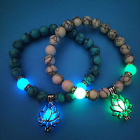 Energy Luminous Lotus Natural Stone Bracelet Yoga Healing Luminous Glow In The Dark Charm Beads Bracelet For Men Women Prayer Buddhism - Hank Home Decor