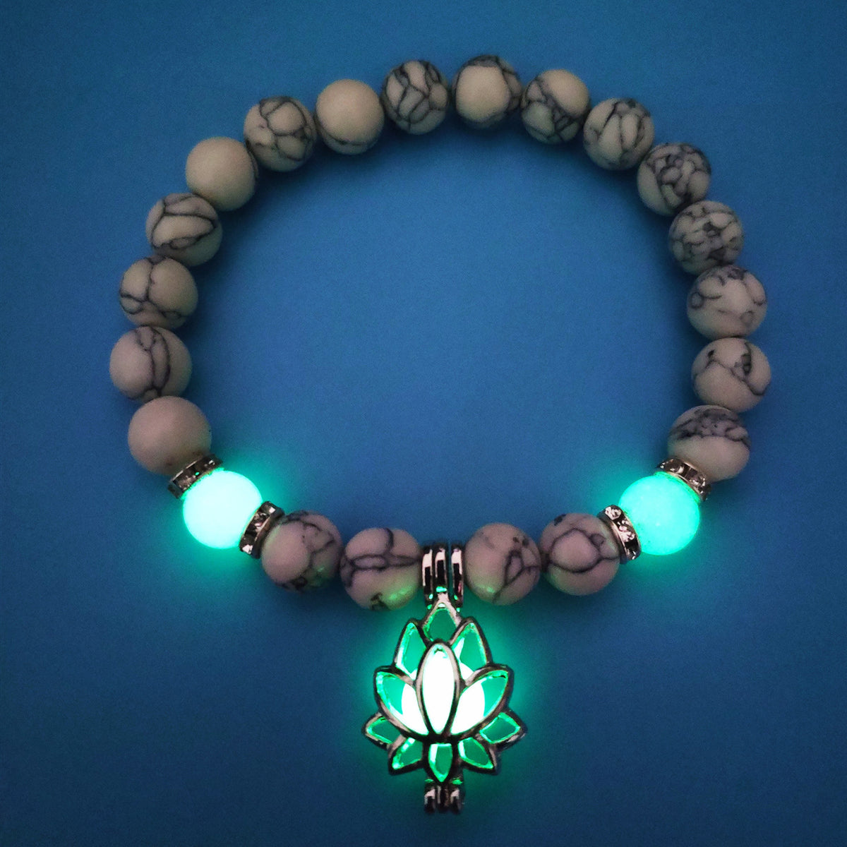 Energy Luminous Lotus Natural Stone Bracelet Yoga Healing Luminous Glow In The Dark Charm Beads Bracelet For Men Women Prayer Buddhism - Hank Home Decor