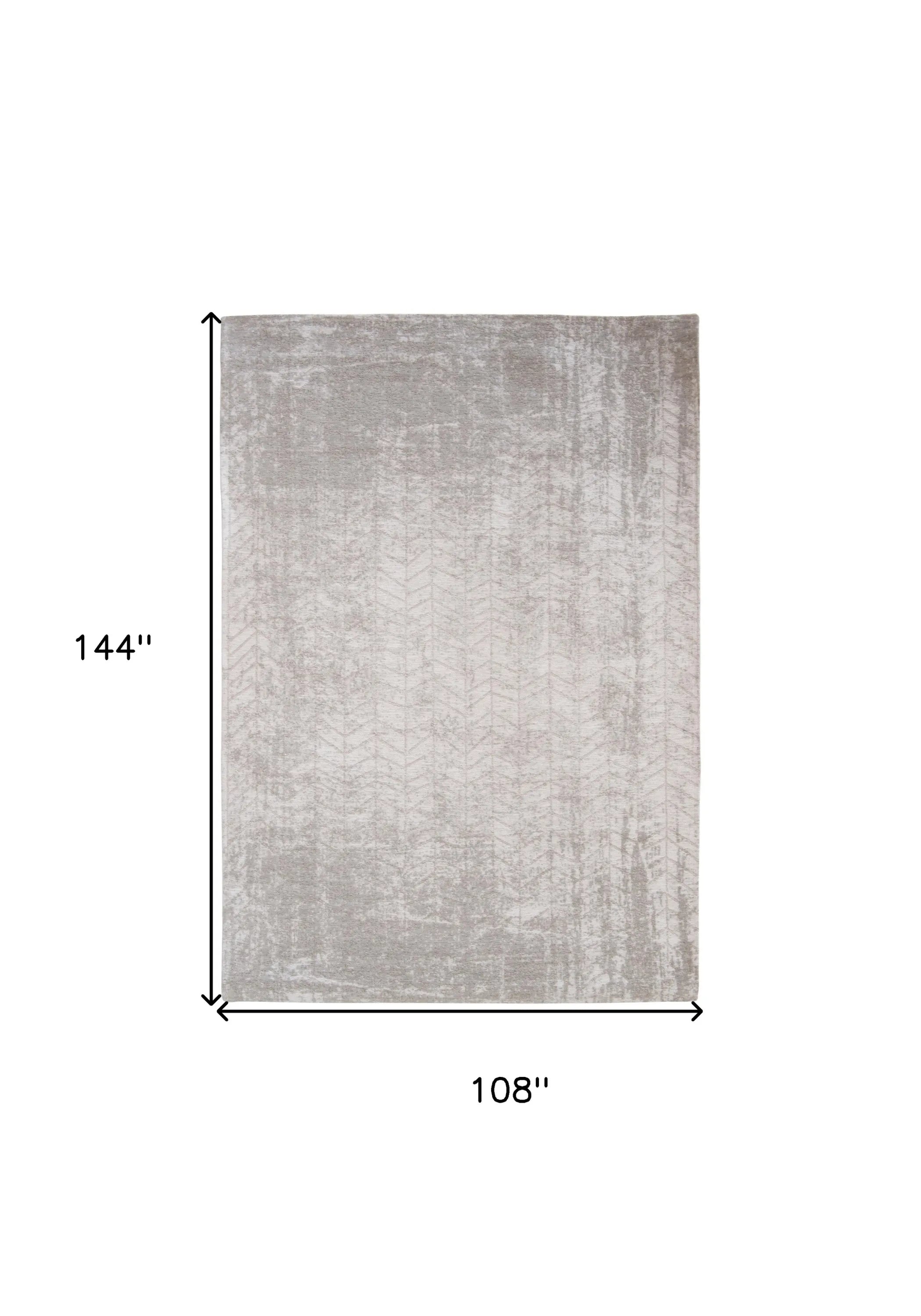 9' X 13' Gray and White Chevron Non Skid Area Rug