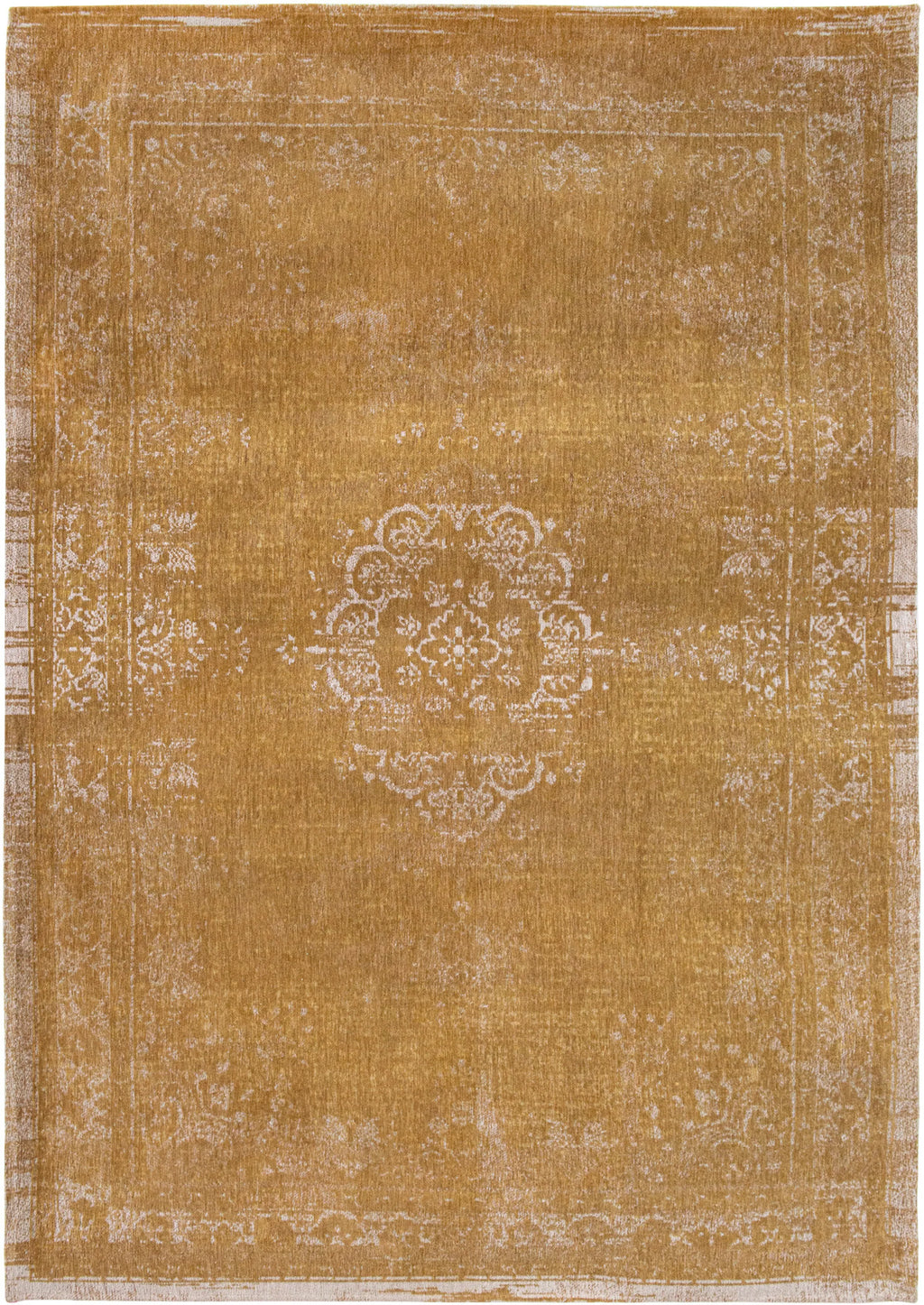 9' X 13' Orange and White Medallion Non Skid Area Rug