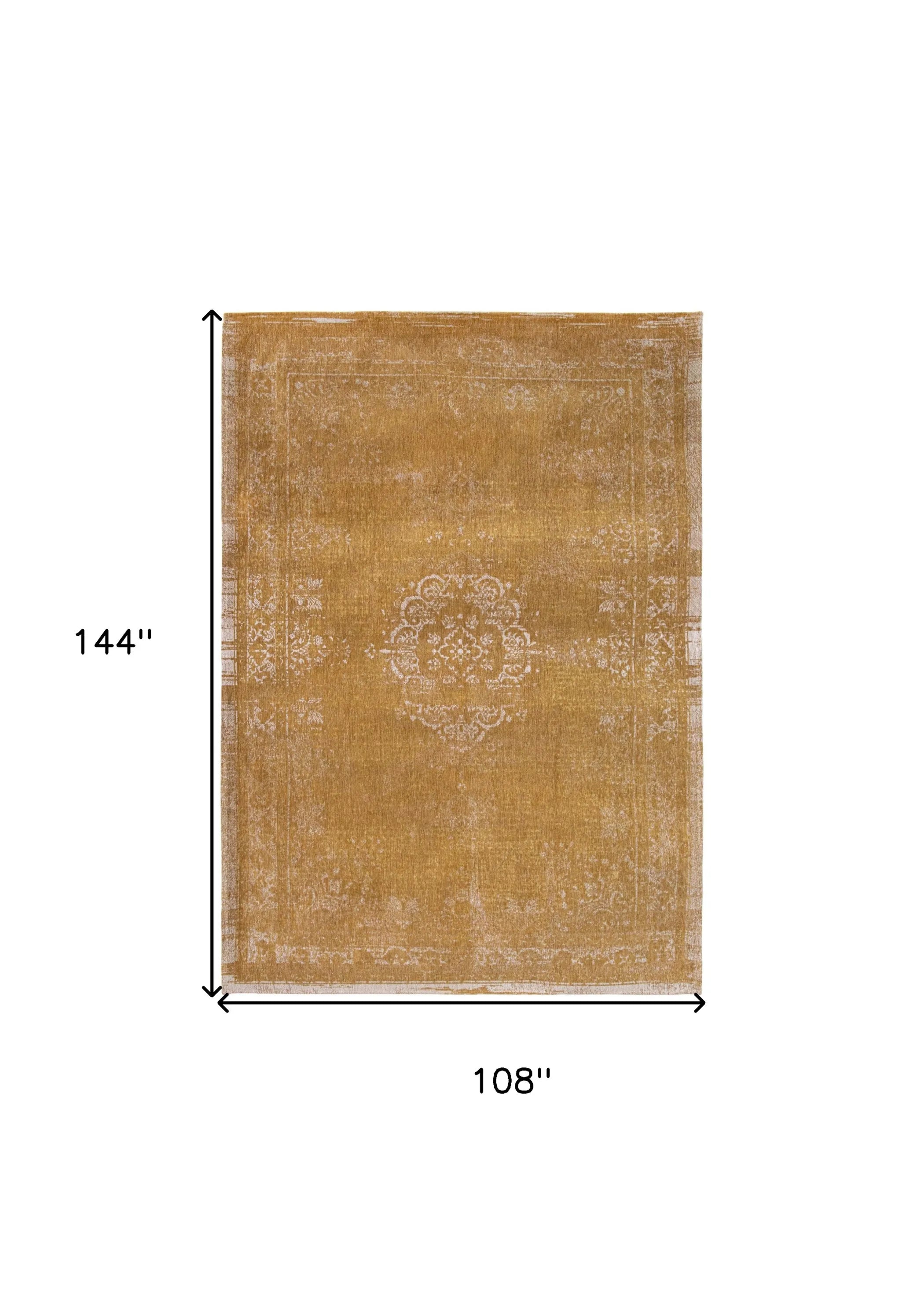 9' X 13' Orange and White Medallion Non Skid Area Rug