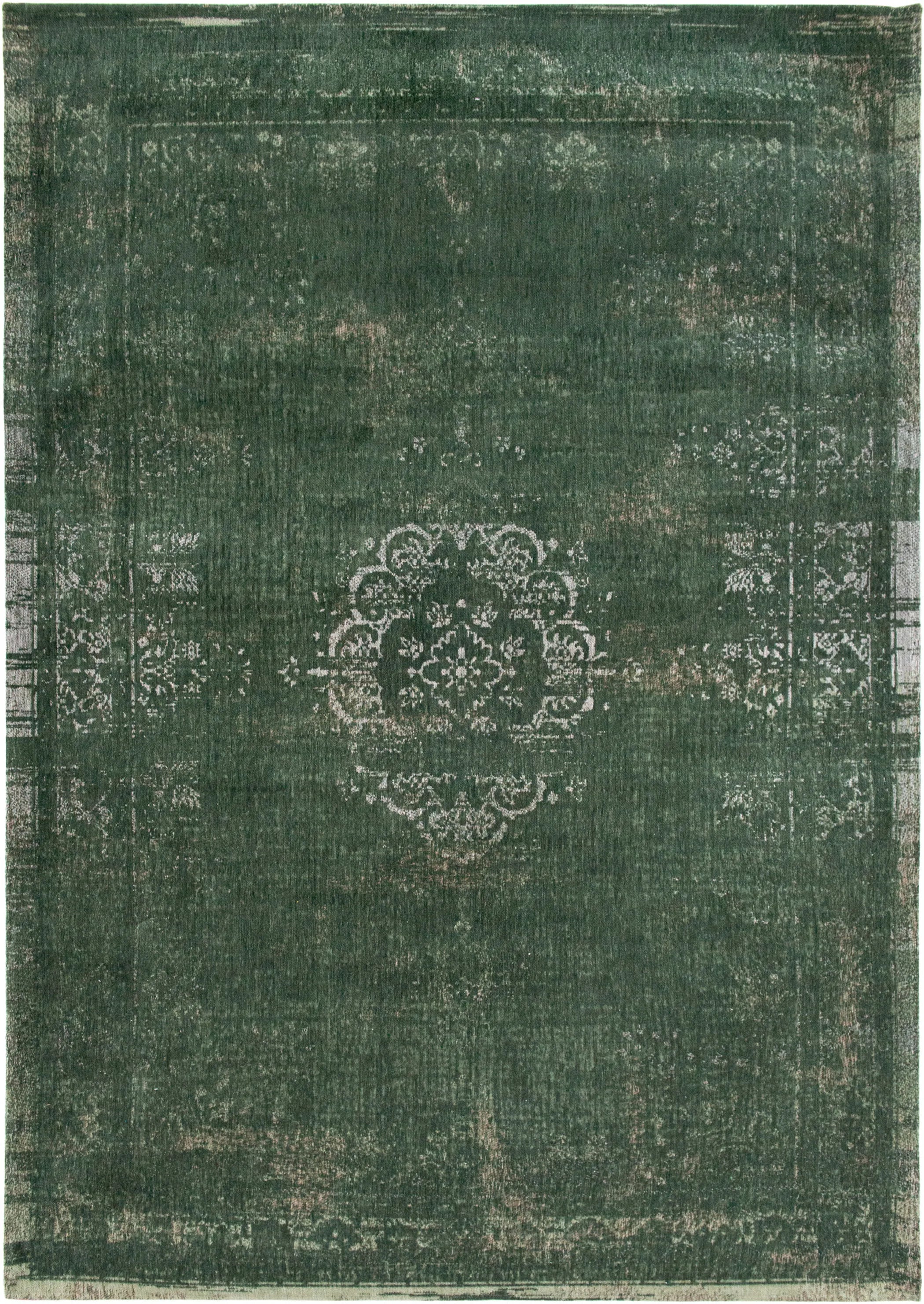 9' X 13' Gray and Green Medallion Non Skid Area Rug