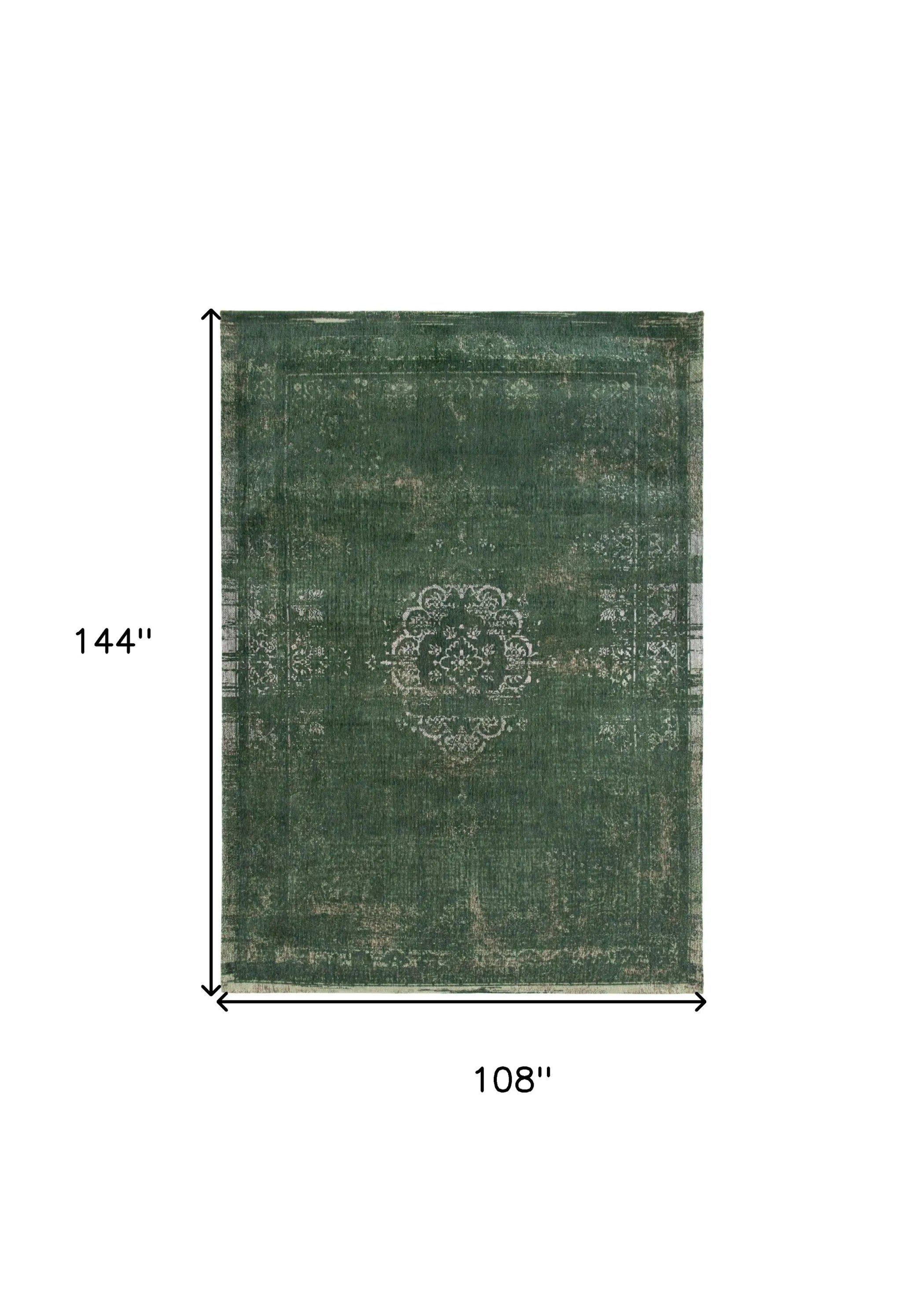 9' X 13' Gray and Green Medallion Non Skid Area Rug