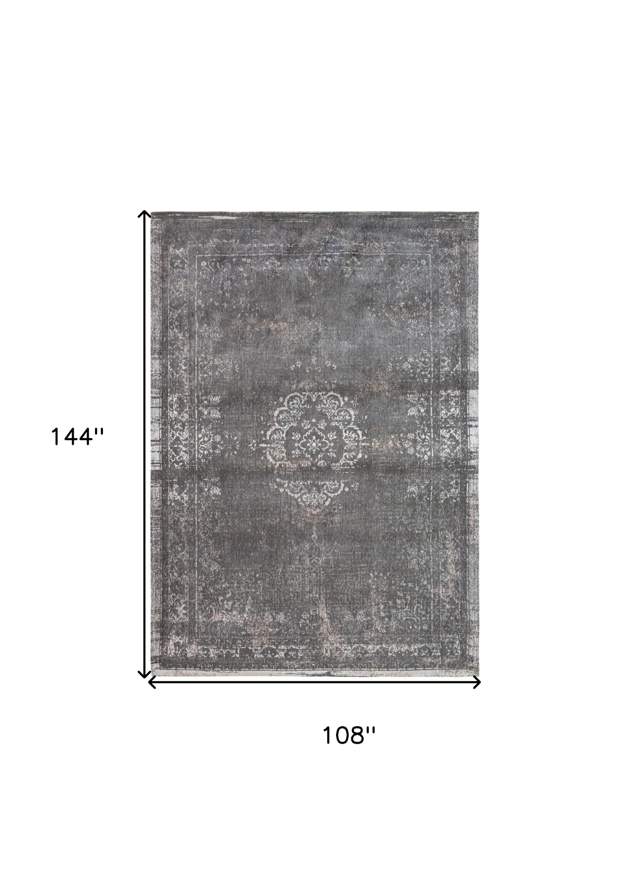 9' X 13' Gray Medallion Non Skid Area Rug