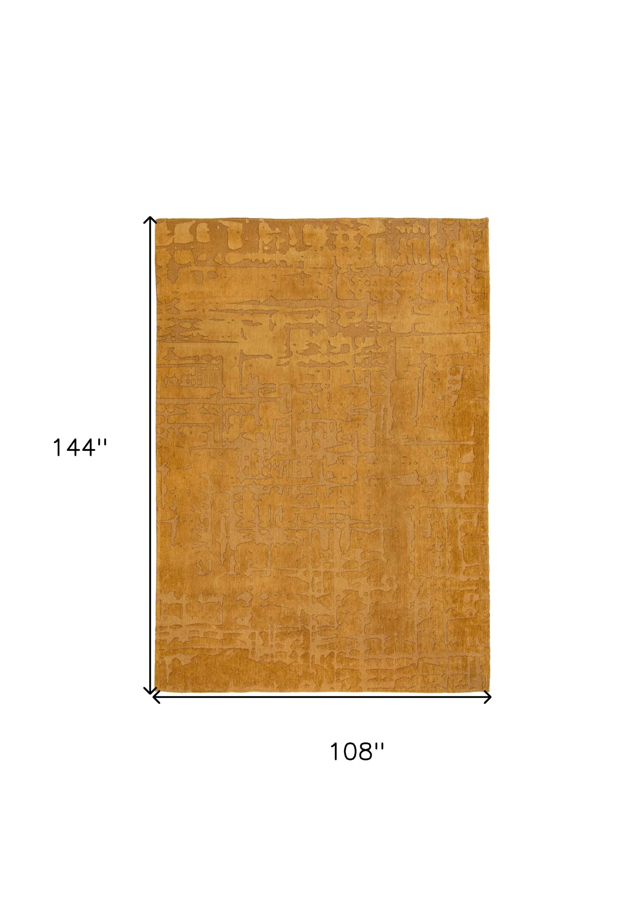 9' X 13' Yellow Abstract Non Skid Area Rug