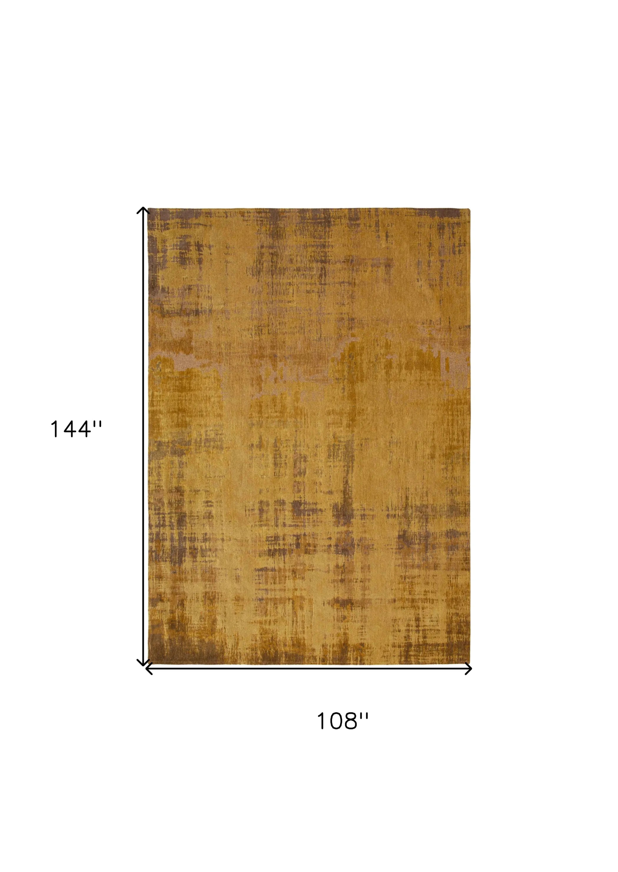 9' X 13' Yellow and Brown Abstract Non Skid Area Rug