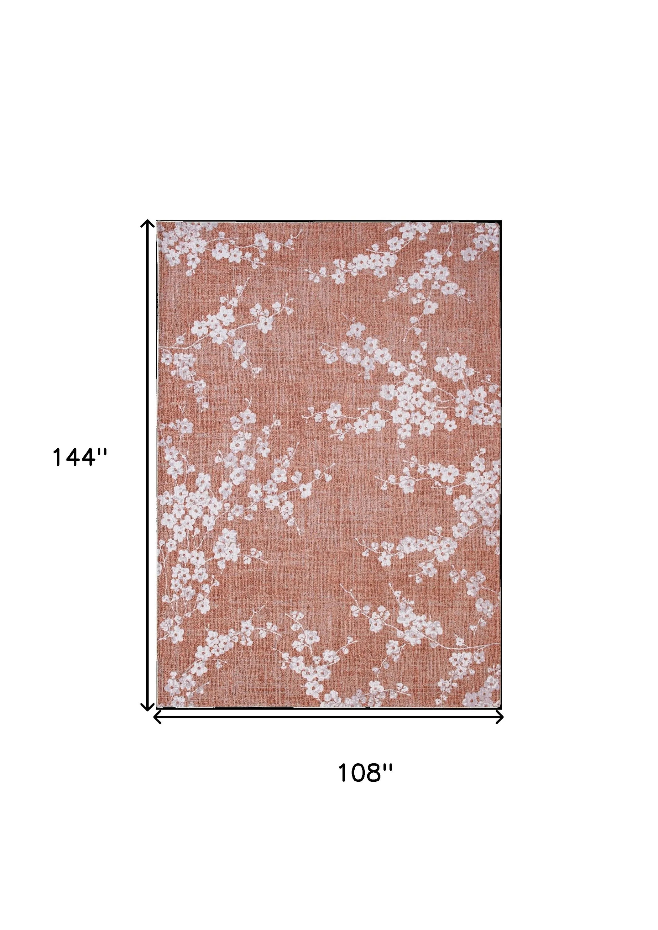 8' X 11' Red and White Oriental Non Skid Area Rug