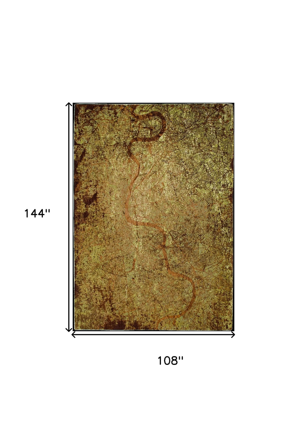 9' X 13' Green and Brown Abstract Non Skid Area Rug