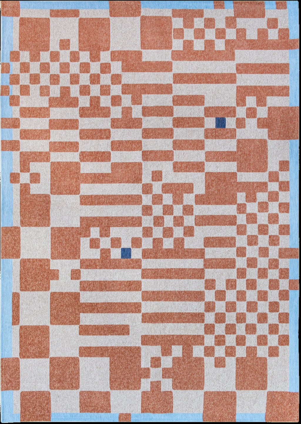 9' X 13' Blue and Red Geometric Non Skid Area Rug