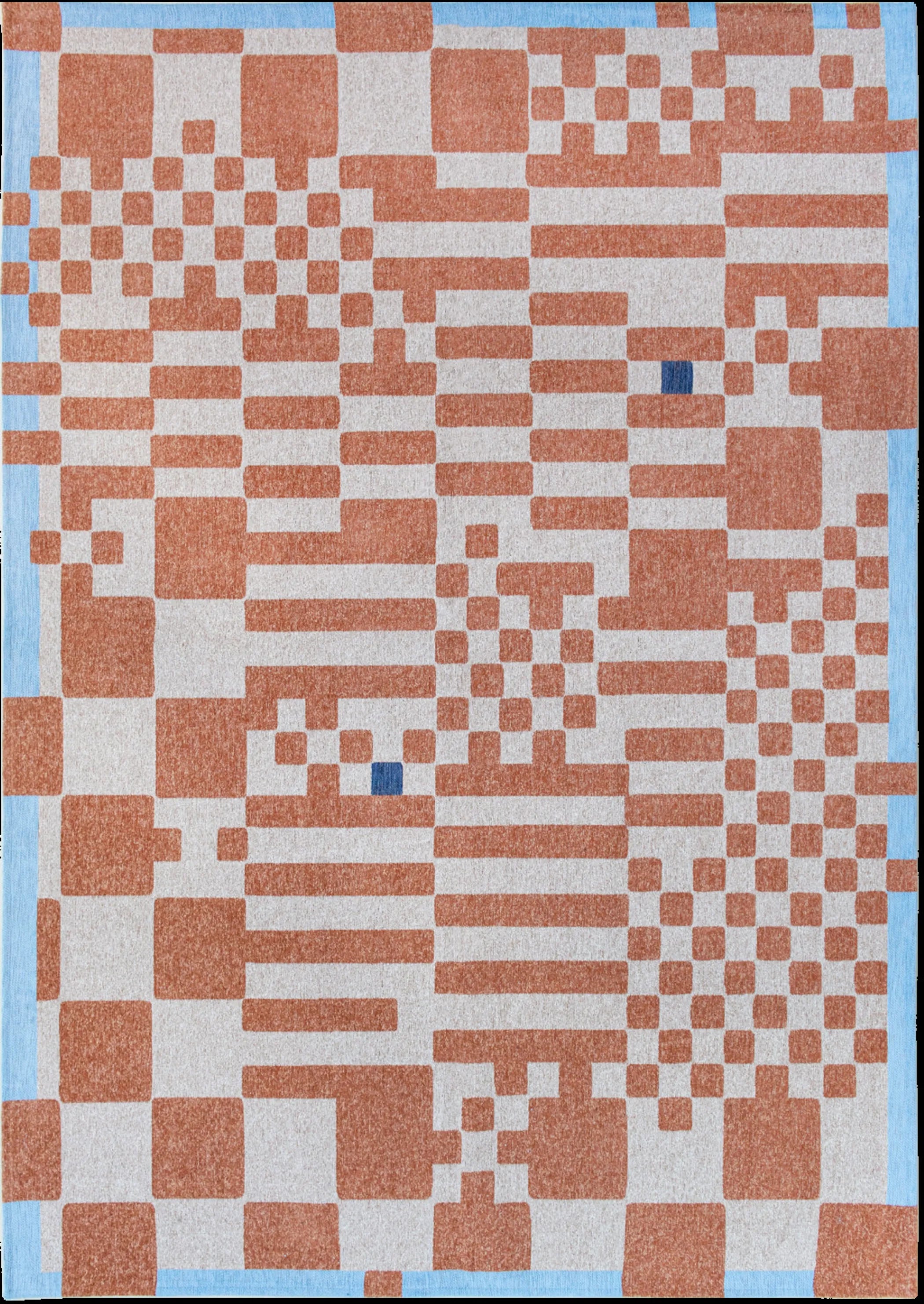 9' X 13' Blue and Red Geometric Non Skid Area Rug