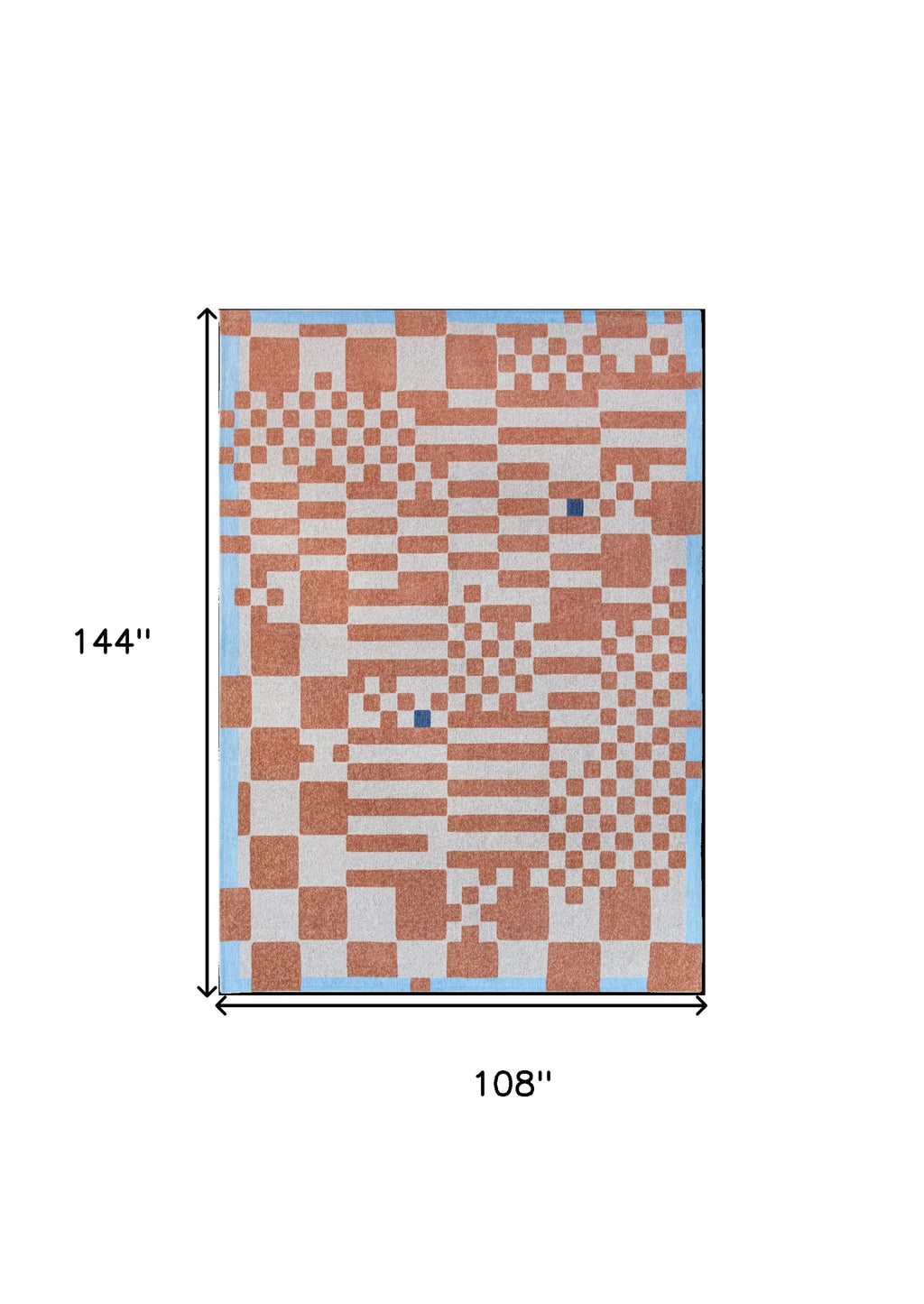 9' X 13' Blue and Red Geometric Non Skid Area Rug