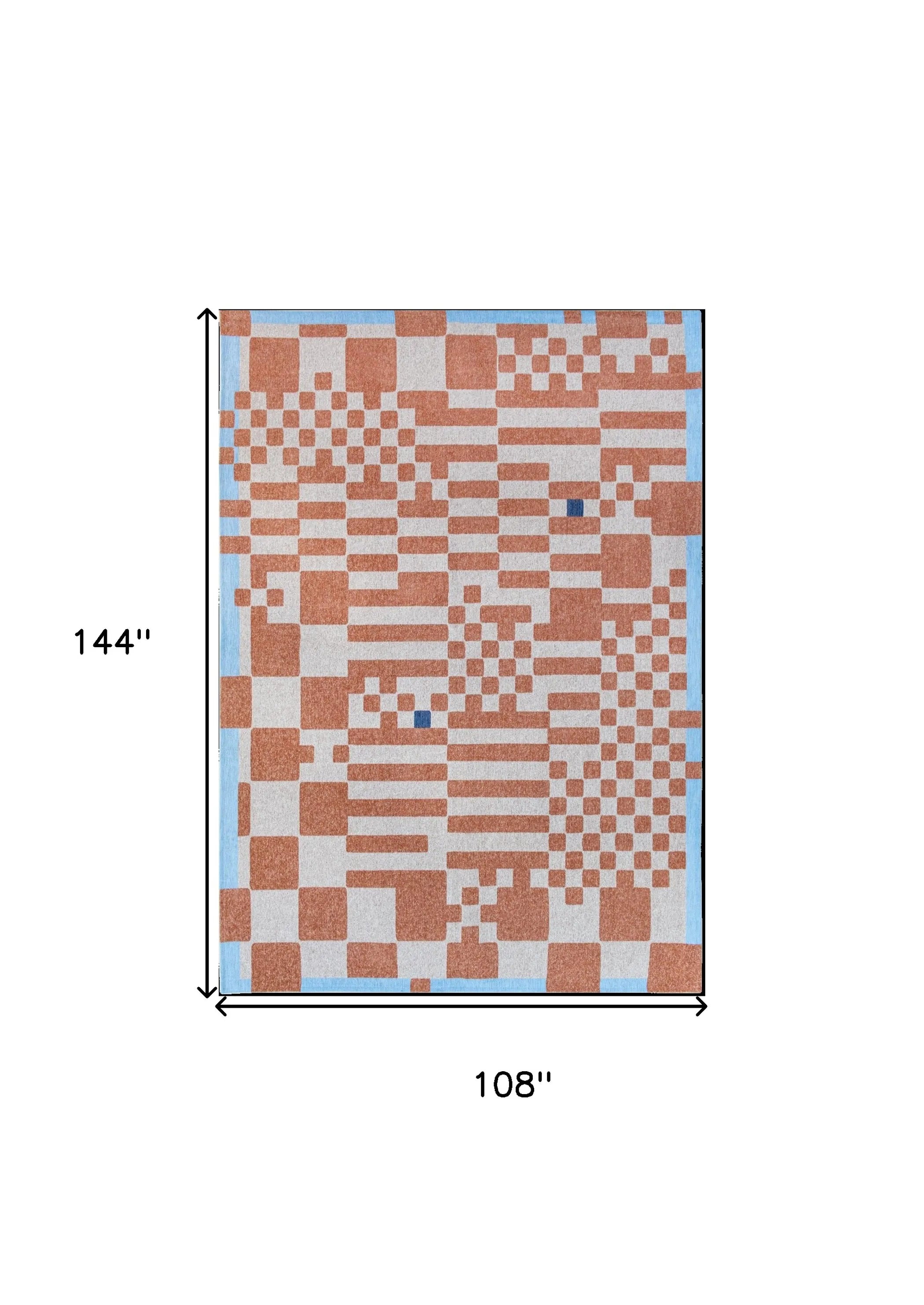 9' X 13' Blue and Red Geometric Non Skid Area Rug