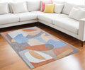 9' X 13' Blue and Gray Abstract Non Skid Area Rug