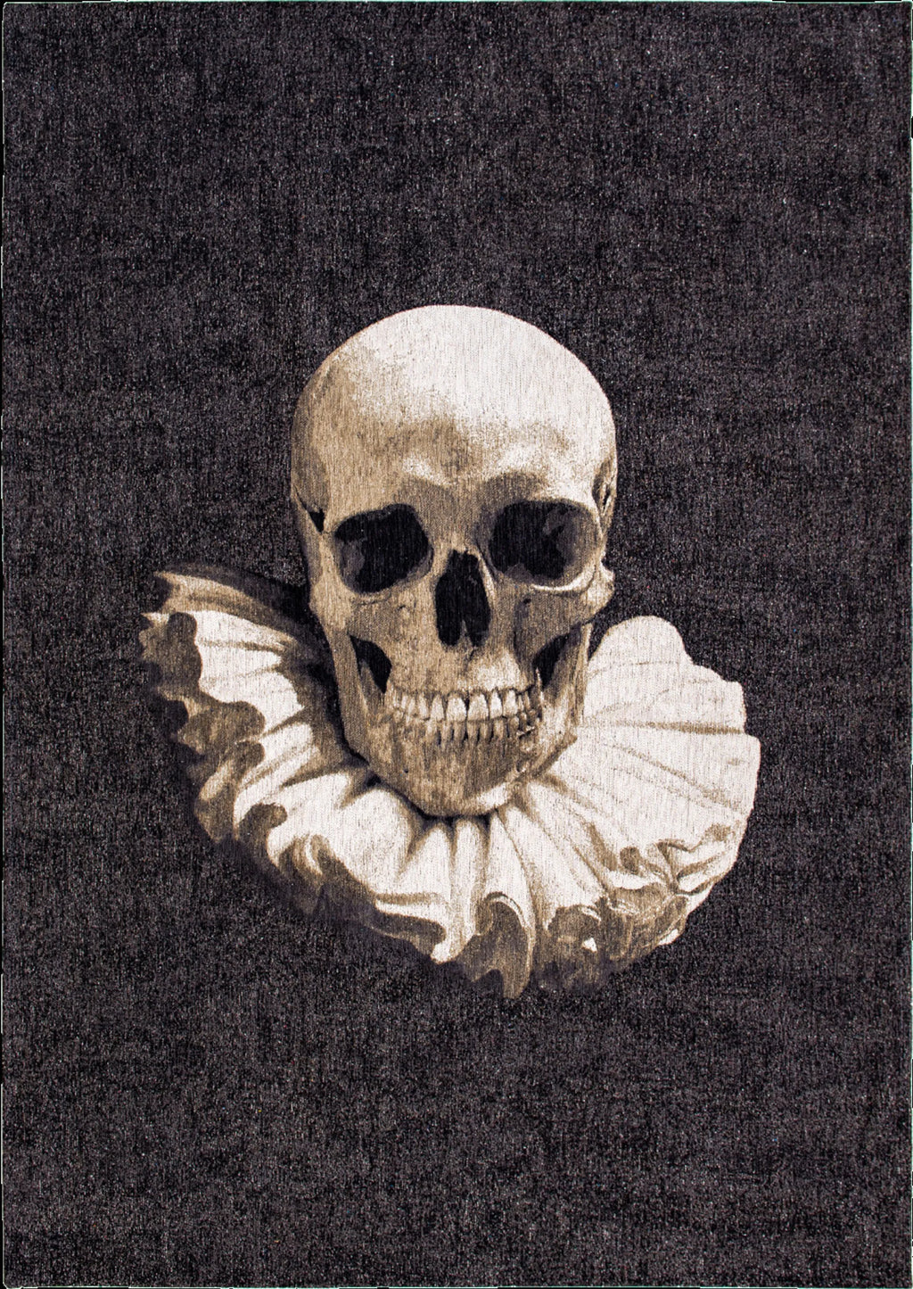 9' X 13' Black and White Funky Skull Non Skid Area Rug