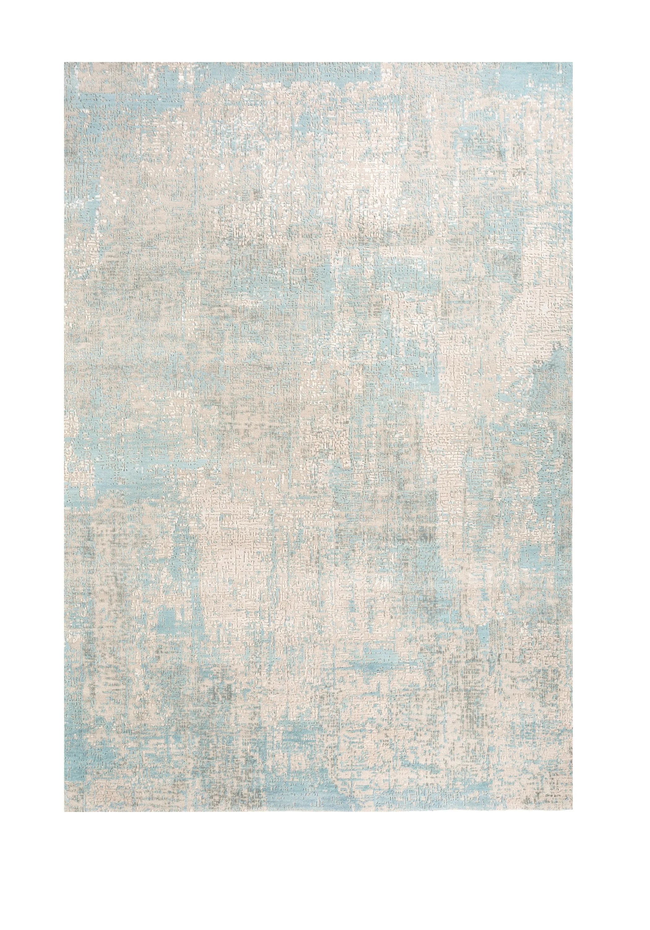 8' X 10' Blue Abstract Hand Knotted Area Rug