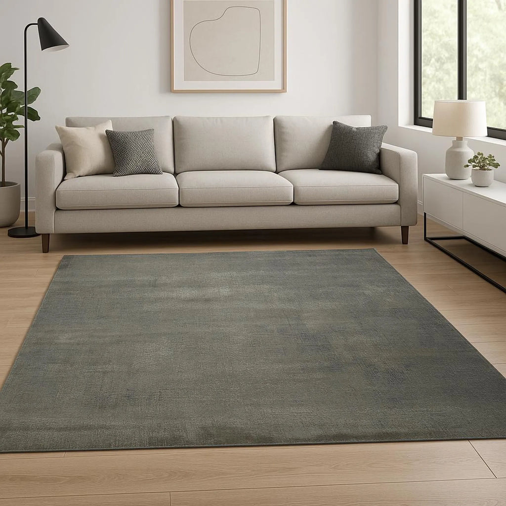 8' X 10' Gray Abstract Hand Knotted Area Rug