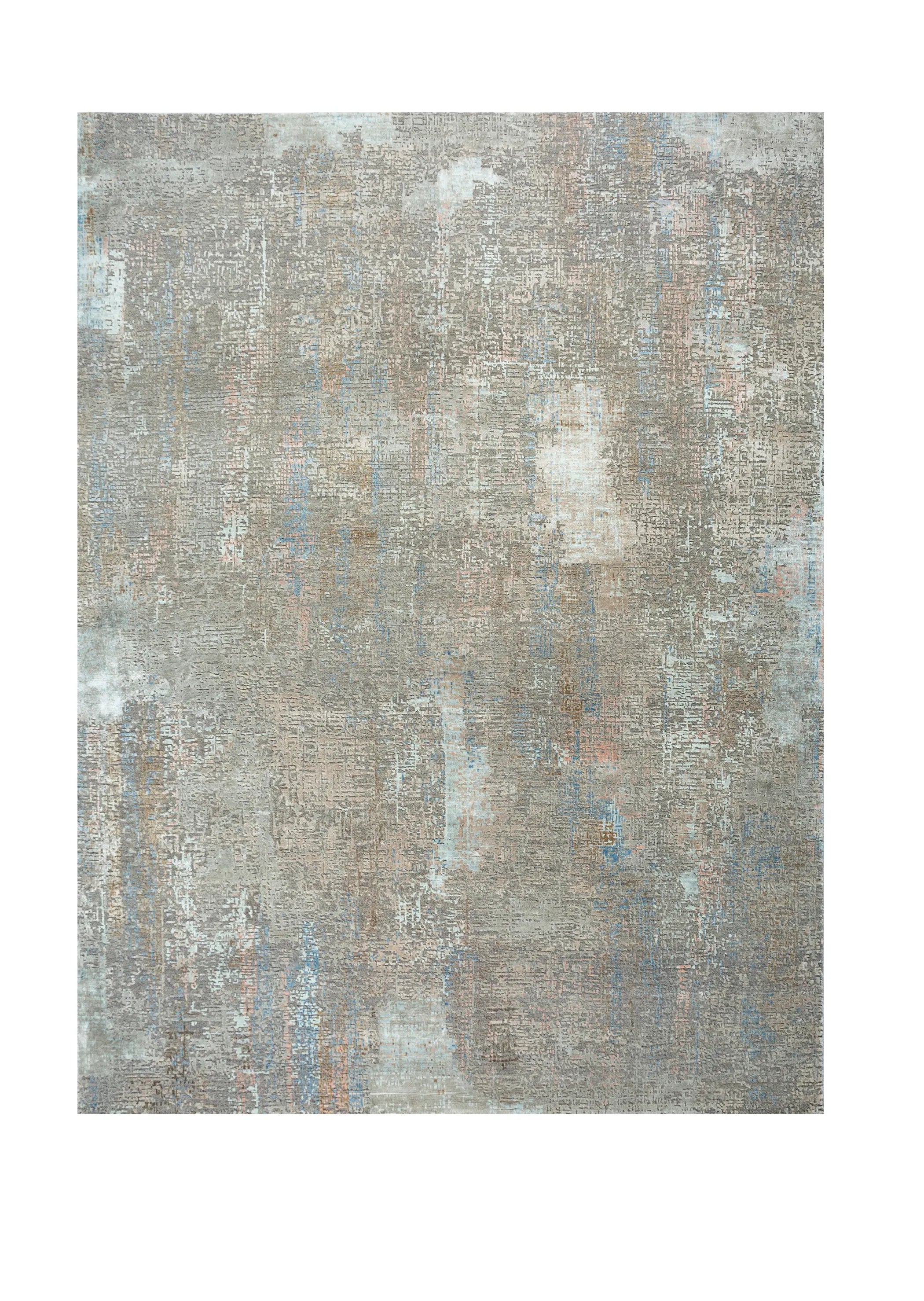 8' X 10' Blue Abstract Hand Knotted Area Rug