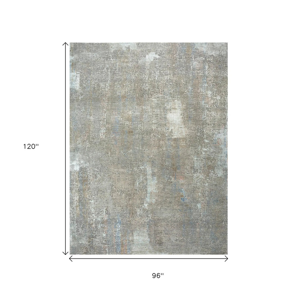 8' X 10' Blue Abstract Hand Knotted Area Rug