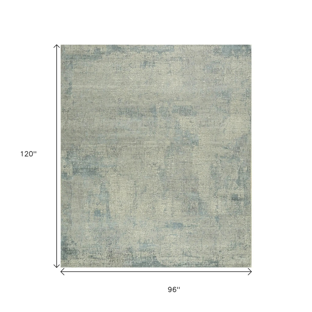 8' X 10' Blue Abstract Hand Knotted Area Rug