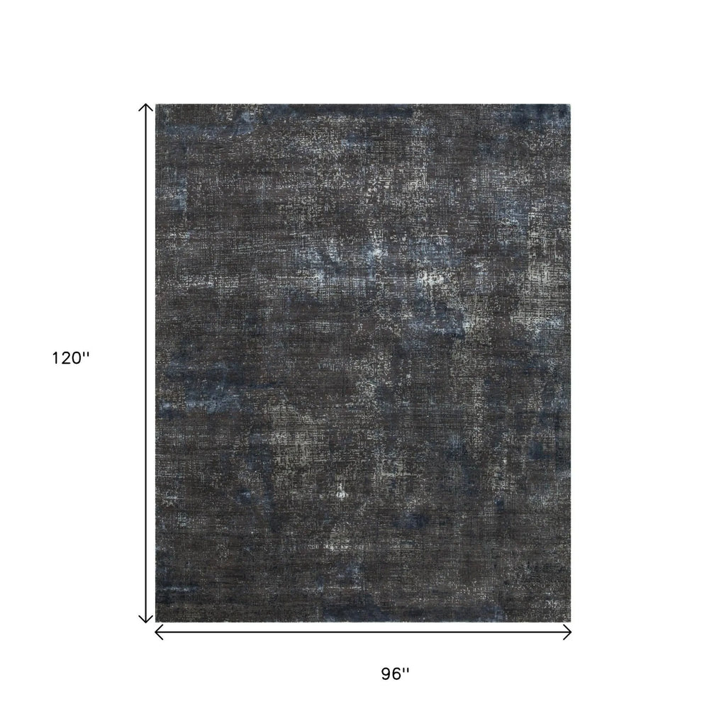 8' X 10' Blue Abstract Hand Knotted Area Rug