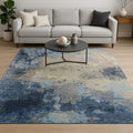 8' X 10' Blue Abstract Hand Knotted Area Rug