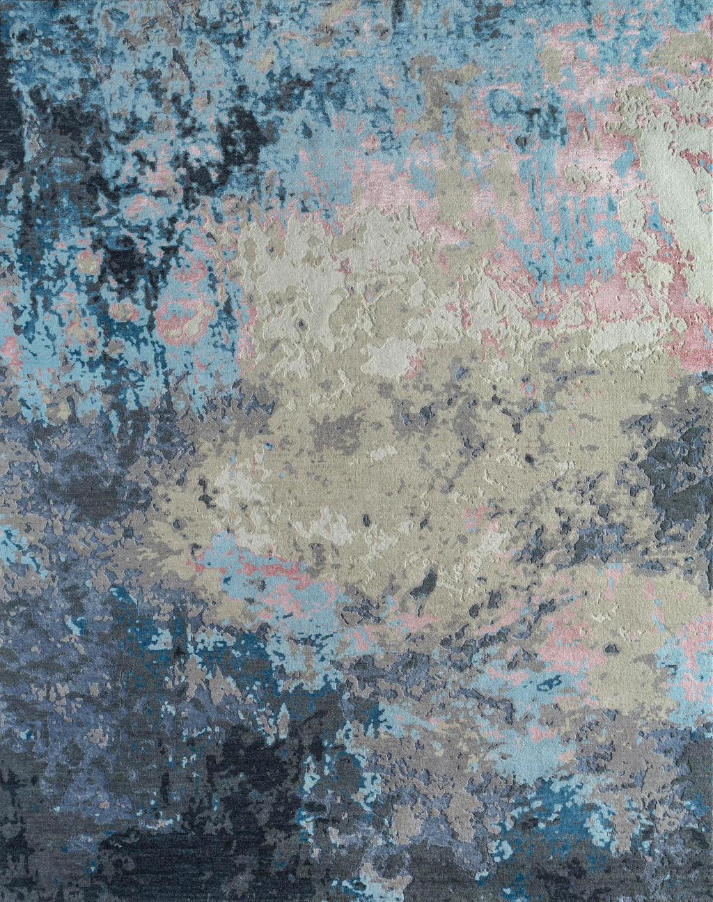 8' X 10' Blue Abstract Hand Knotted Area Rug