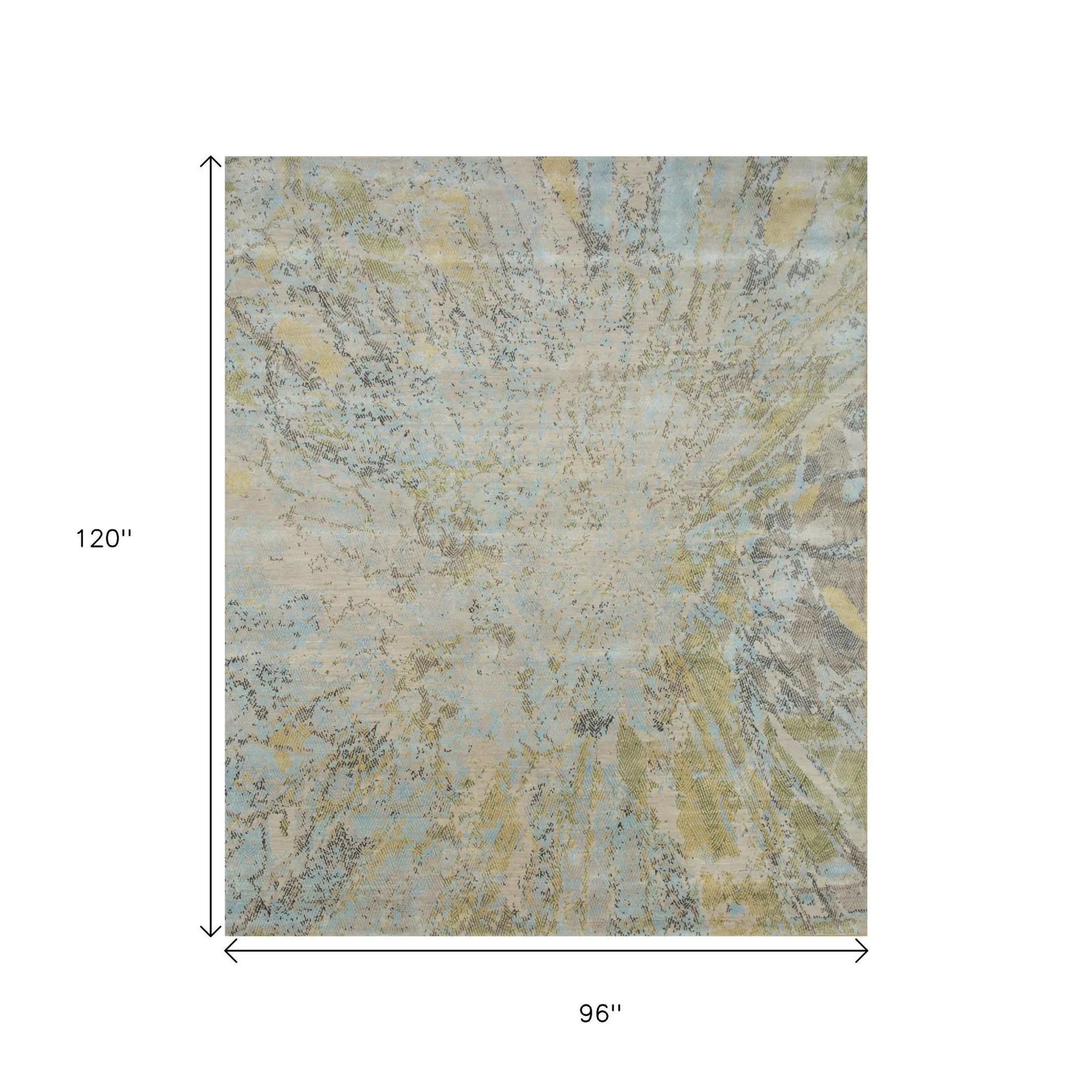 8' X 10' Blue Abstract Hand Knotted Area Rug