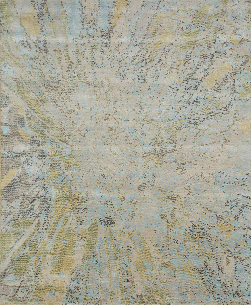 8' X 10' Blue Abstract Hand Knotted Area Rug