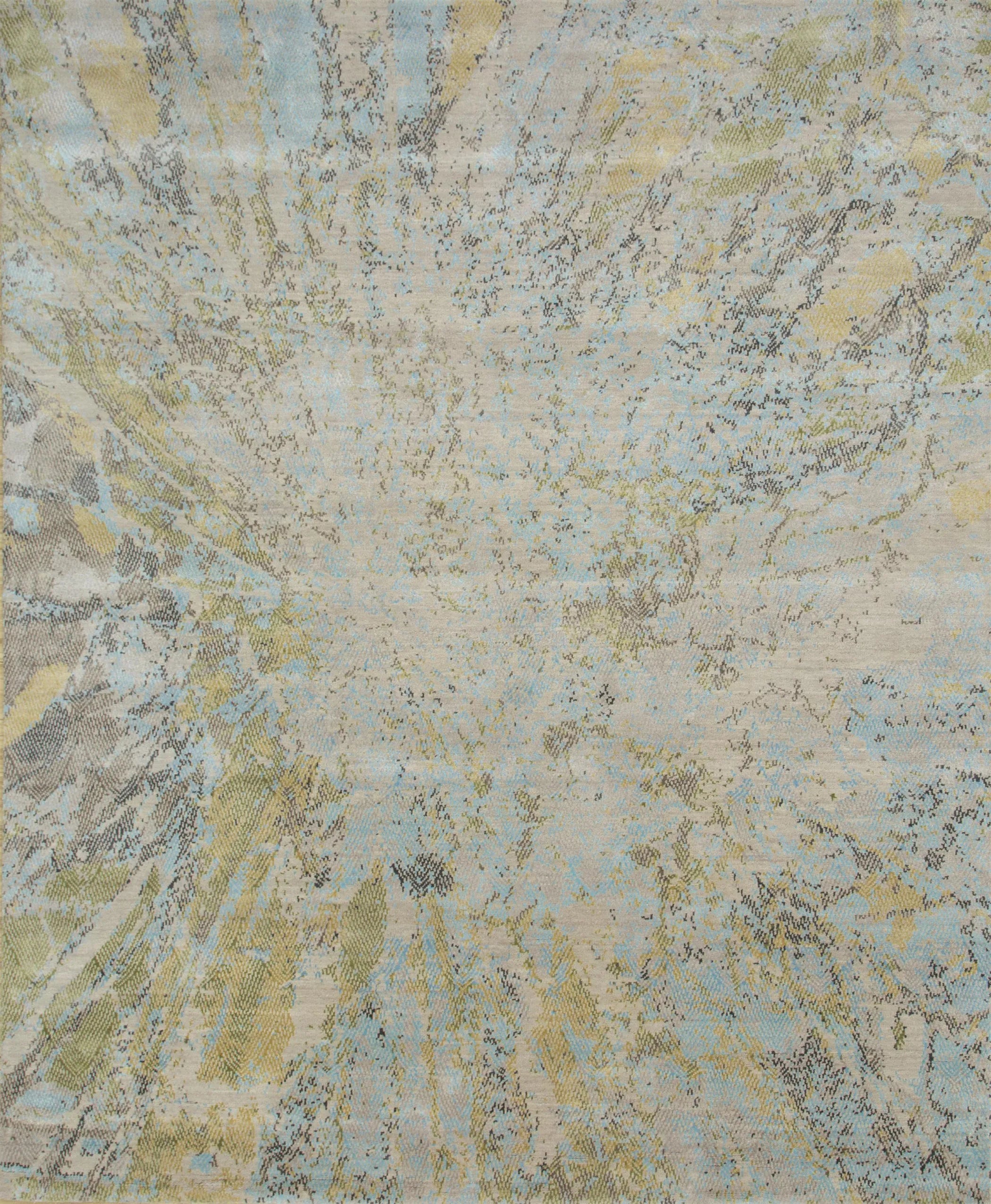 8' X 10' Blue Abstract Hand Knotted Area Rug