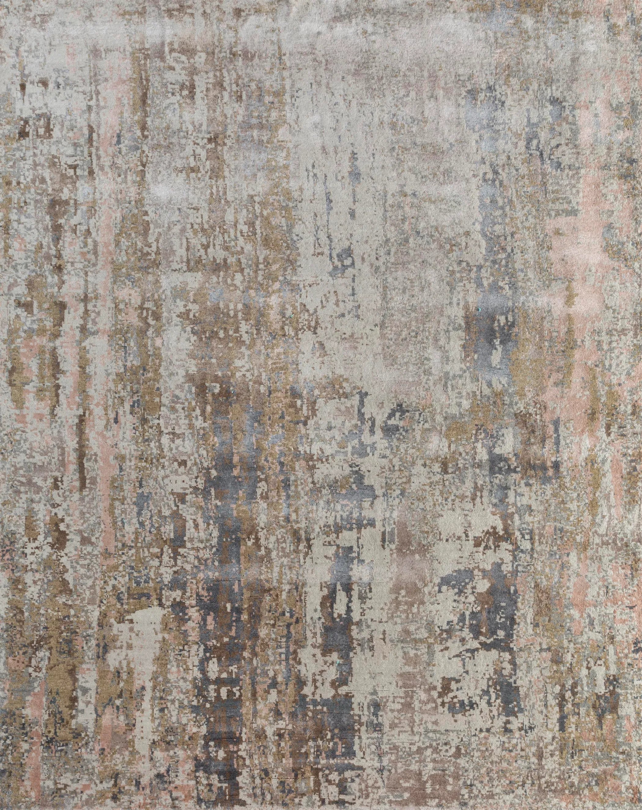 8' X 10' Blue Abstract Hand Knotted Area Rug