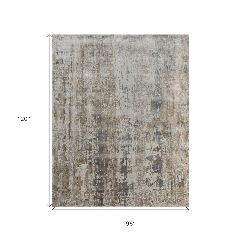 8' X 10' Blue Abstract Hand Knotted Area Rug
