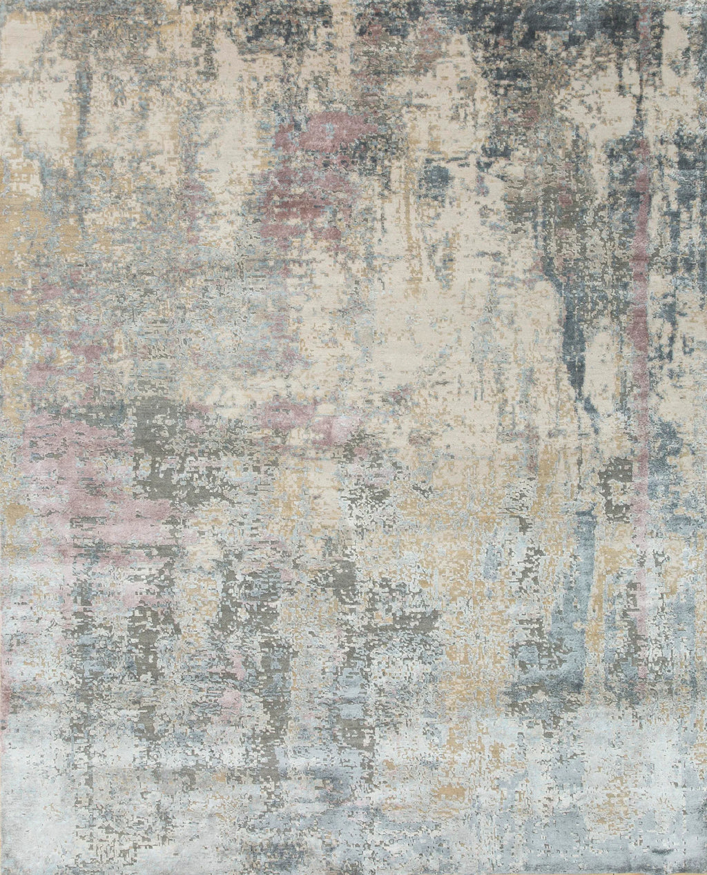 8' X 10' Blue Abstract Hand Knotted Area Rug