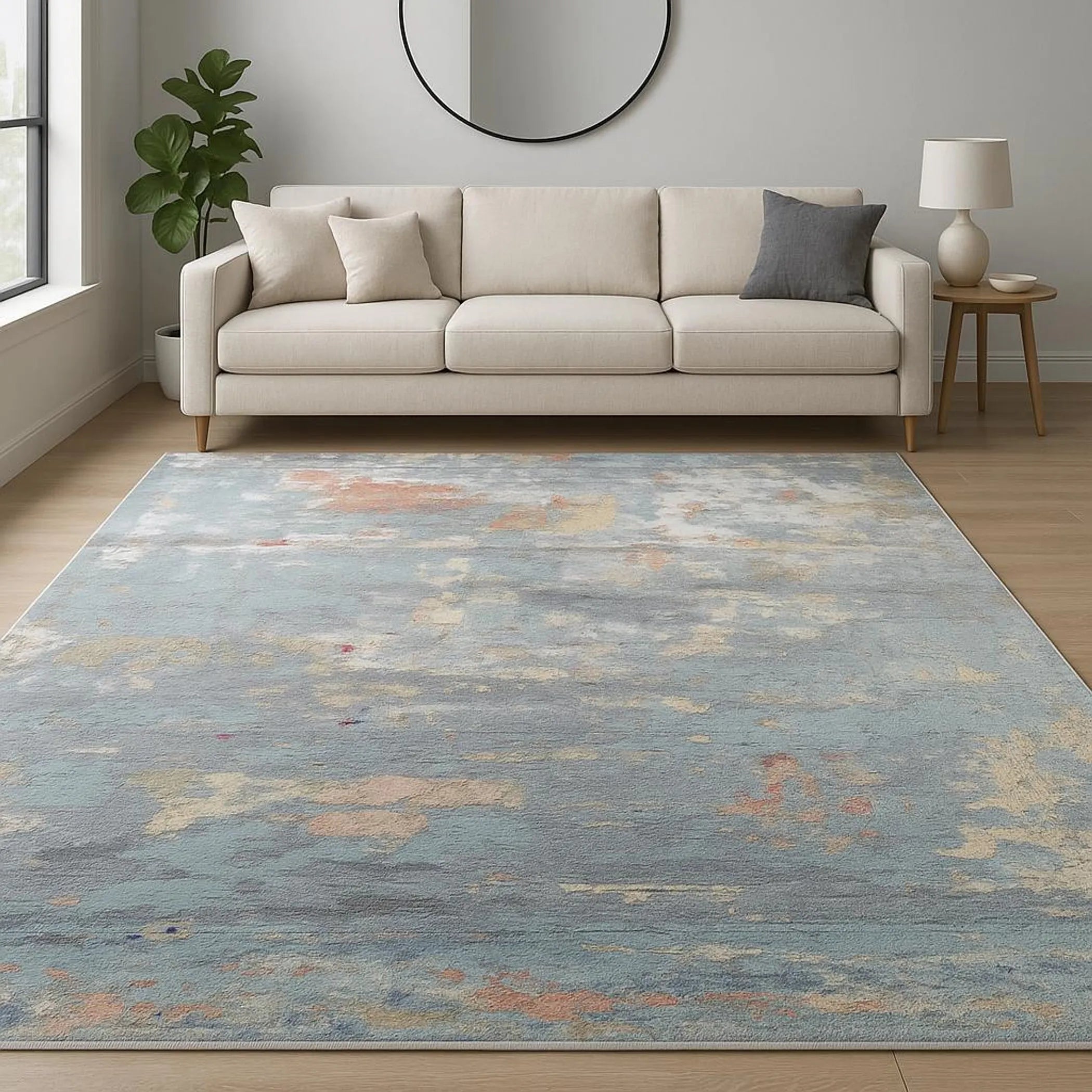 8' X 10' Blue Abstract Hand Knotted Area Rug