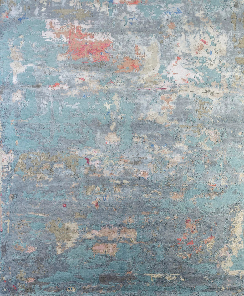 8' X 10' Blue Abstract Hand Knotted Area Rug