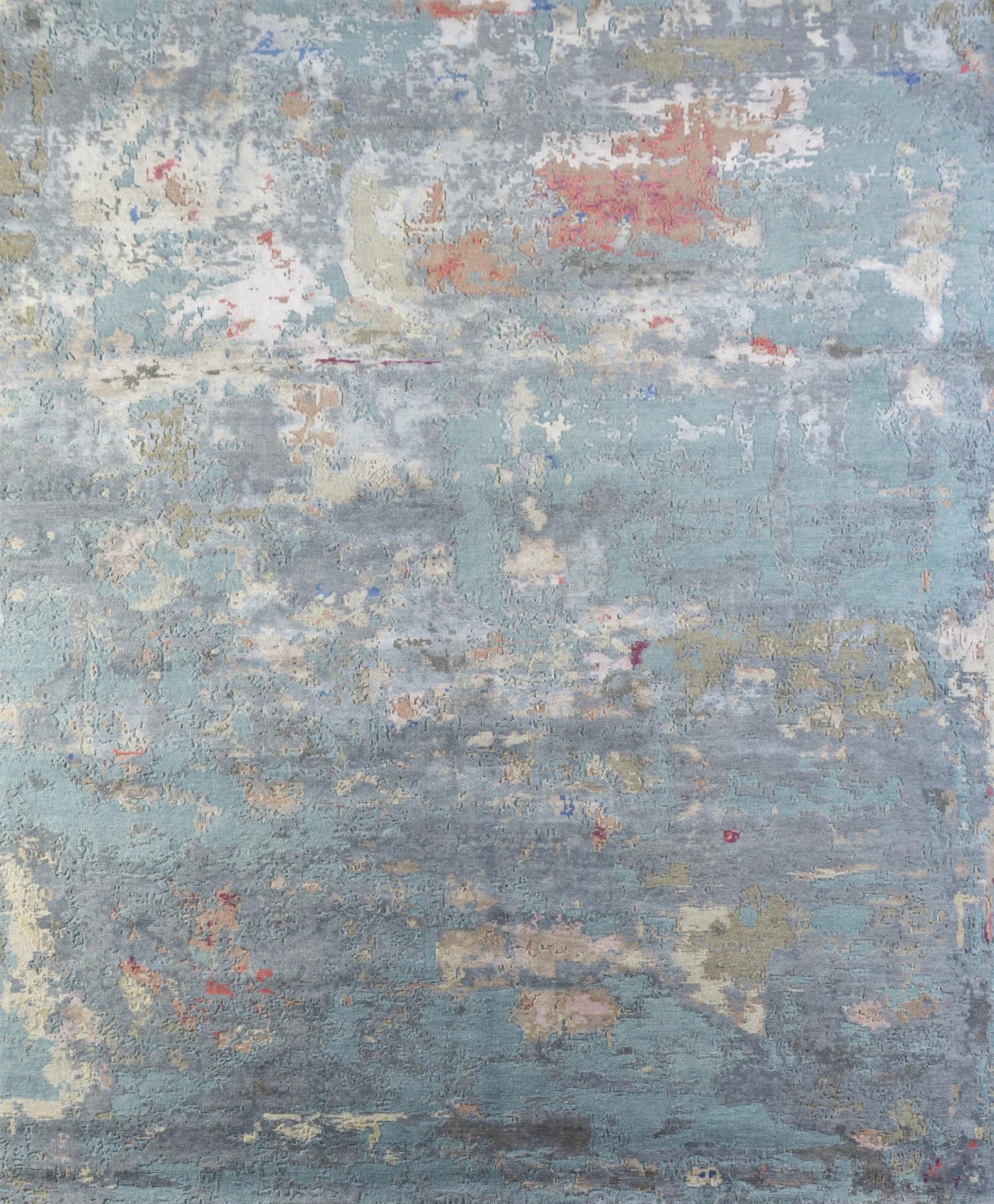8' X 10' Blue Abstract Hand Knotted Area Rug
