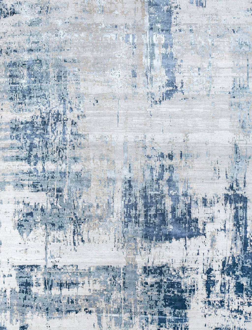 8' X 10' Blue Abstract Hand Knotted Area Rug