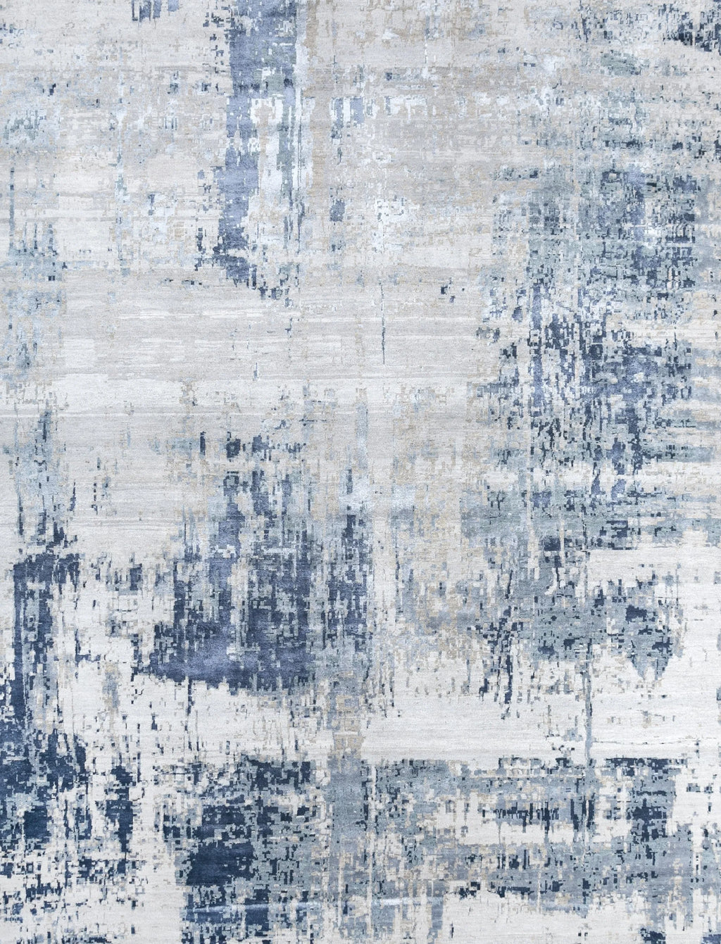 8' X 10' Blue Abstract Hand Knotted Area Rug