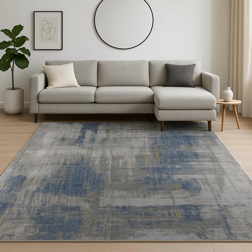 8' X 10' Blue Abstract Hand Knotted Area Rug