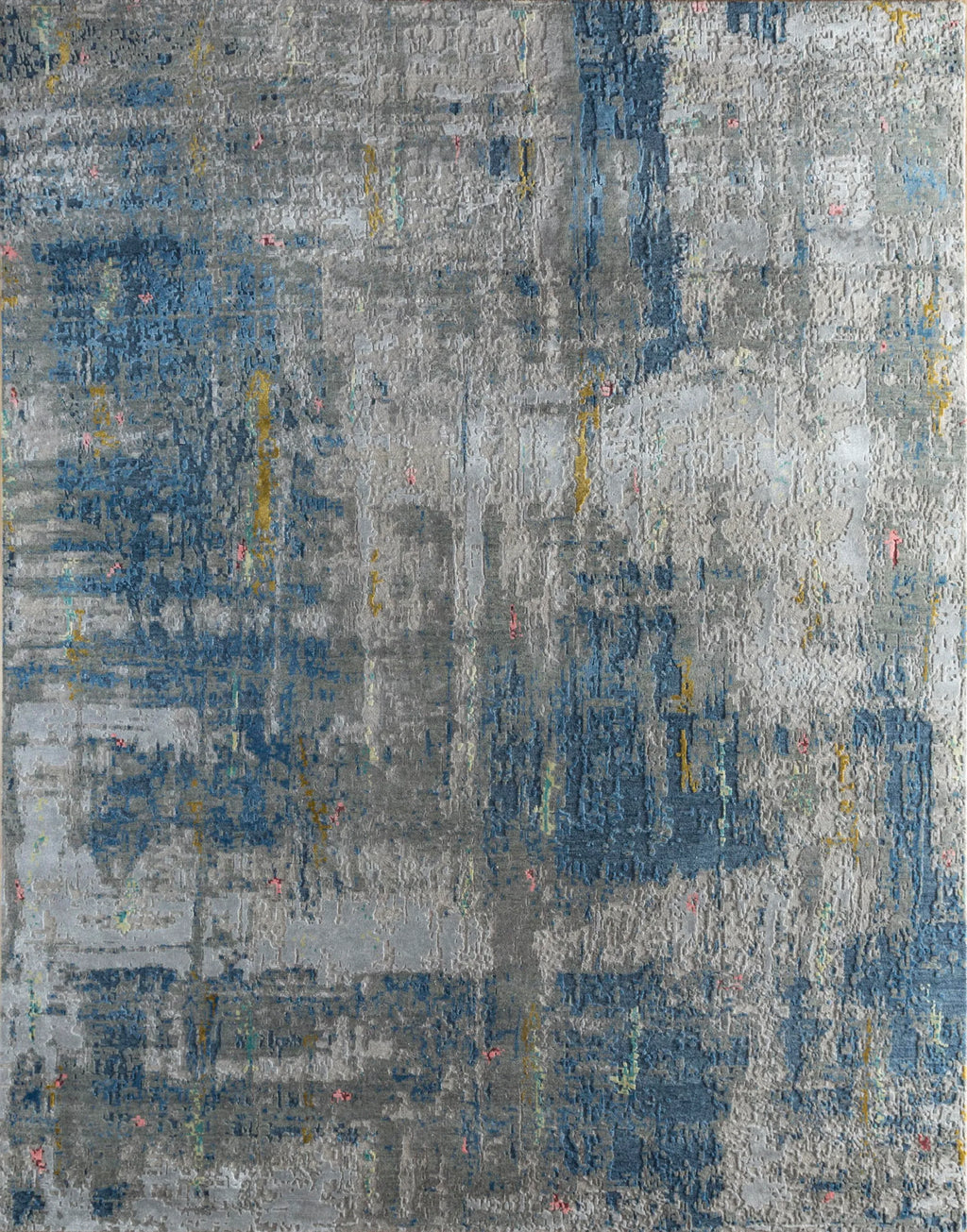 8' X 10' Blue Abstract Hand Knotted Area Rug