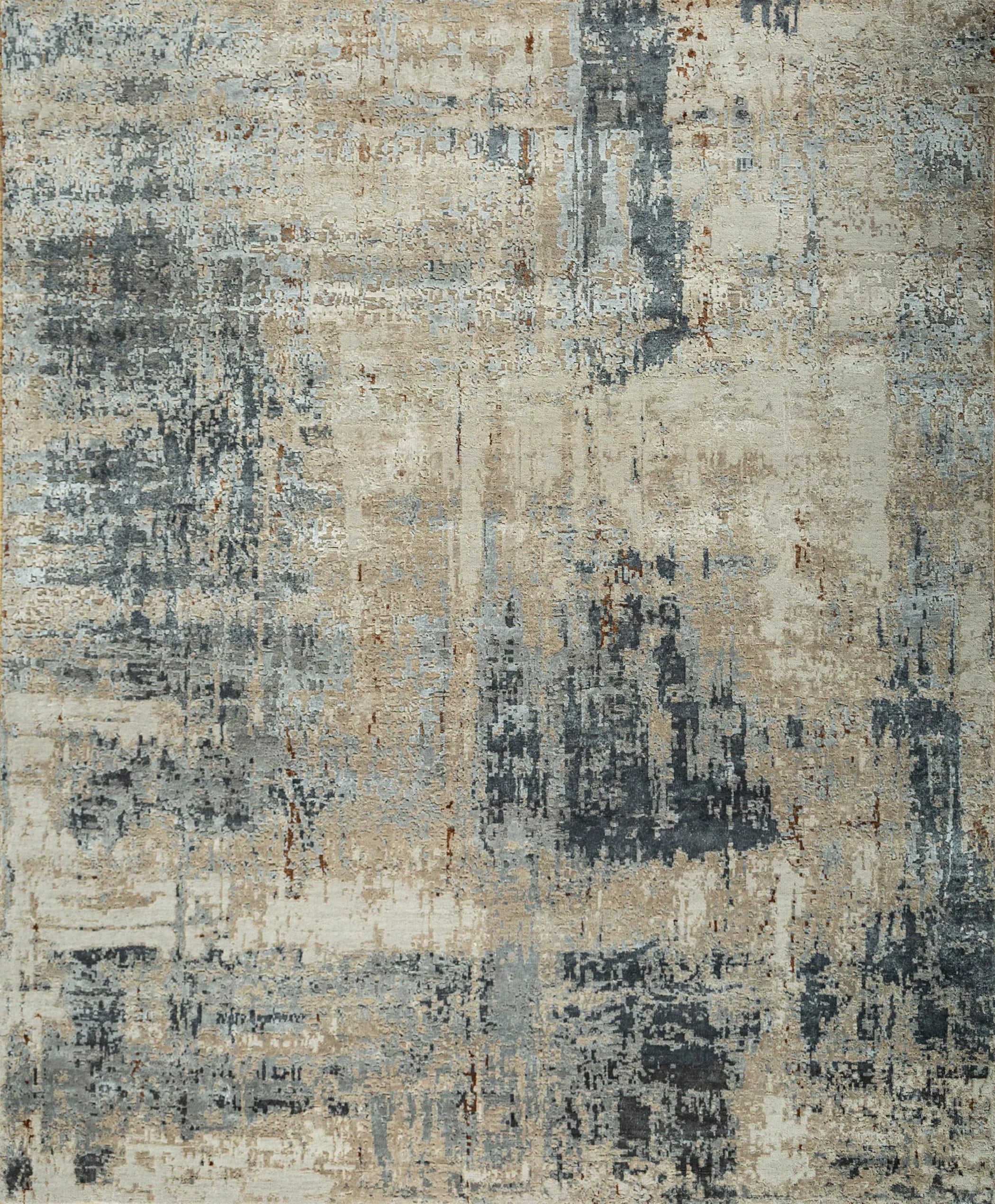 8' X 10' Brown Abstract Hand Knotted Area Rug