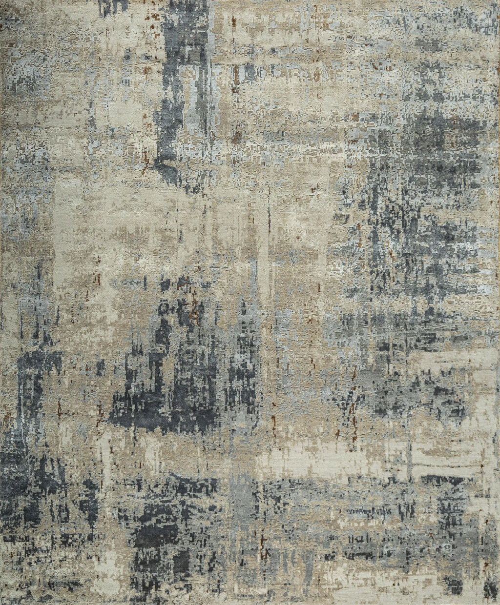 8' X 10' Brown Abstract Hand Knotted Area Rug