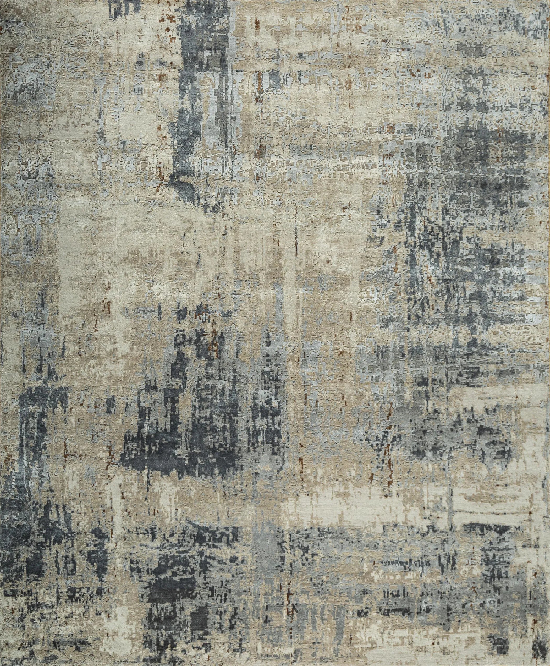8' X 10' Brown Abstract Hand Knotted Area Rug