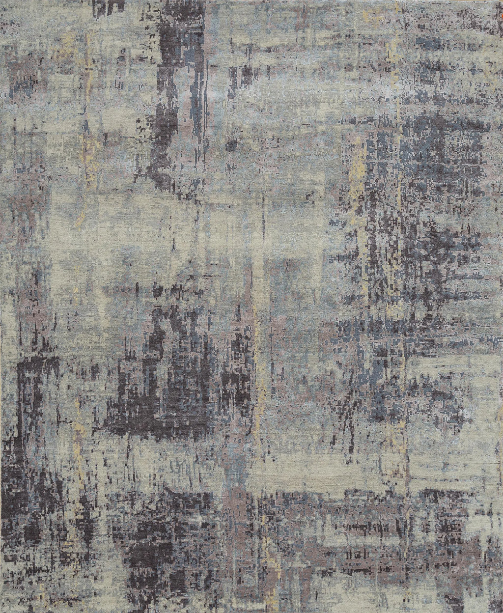 8' X 10' Purple Abstract Hand Knotted Area Rug