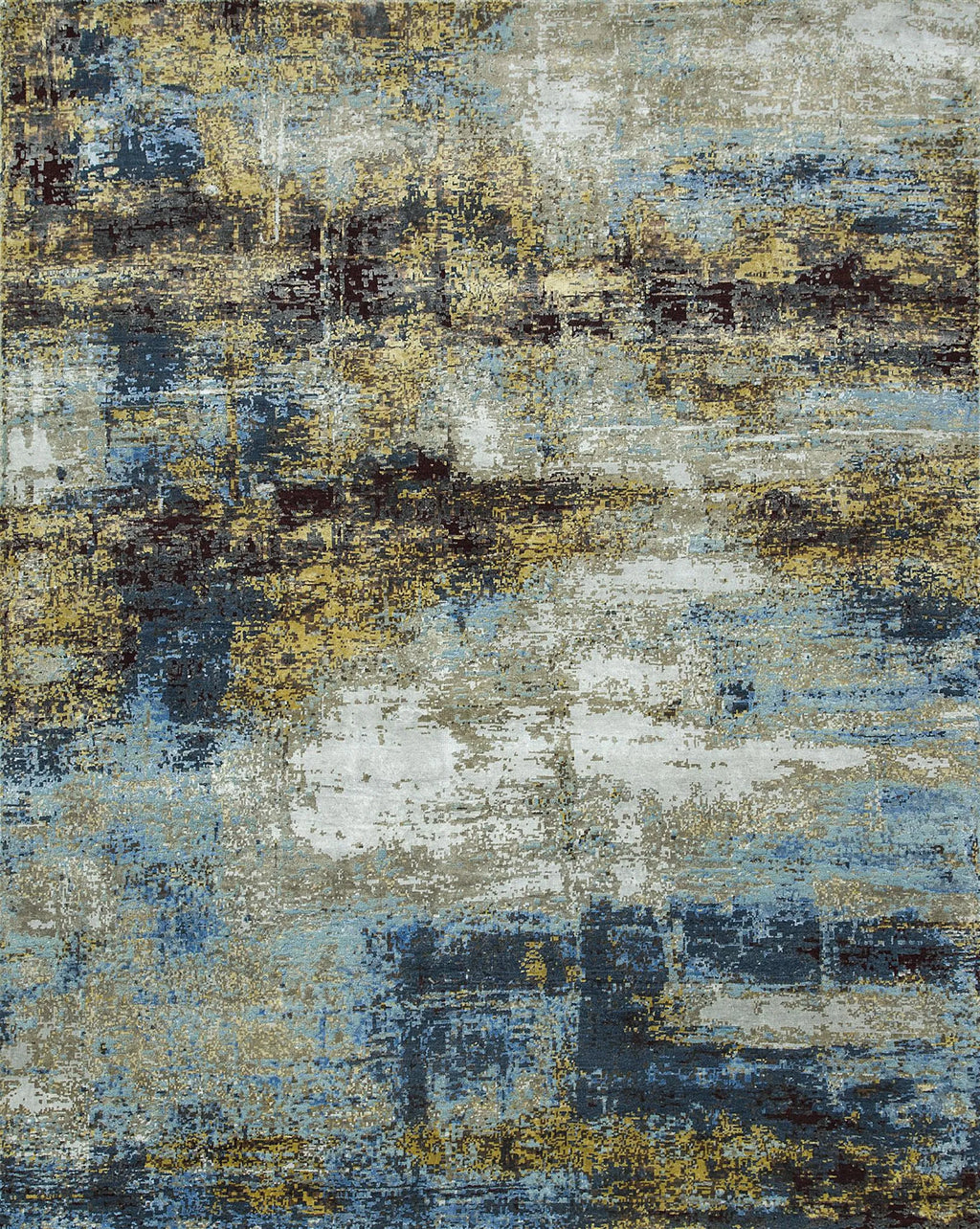 8' X 10' Blue Abstract Hand Knotted Area Rug