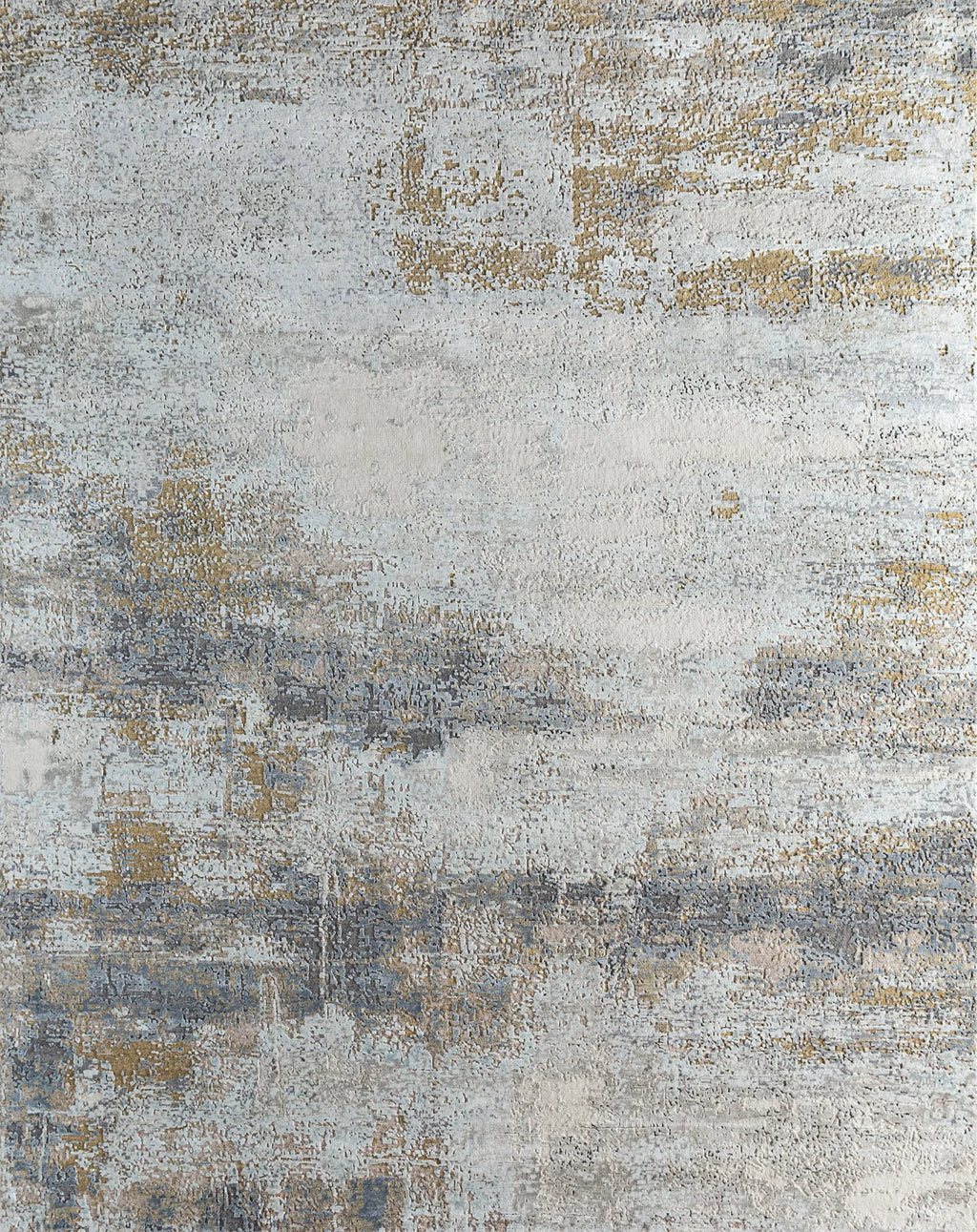 8' X 10' Gold Abstract Hand Knotted Area Rug