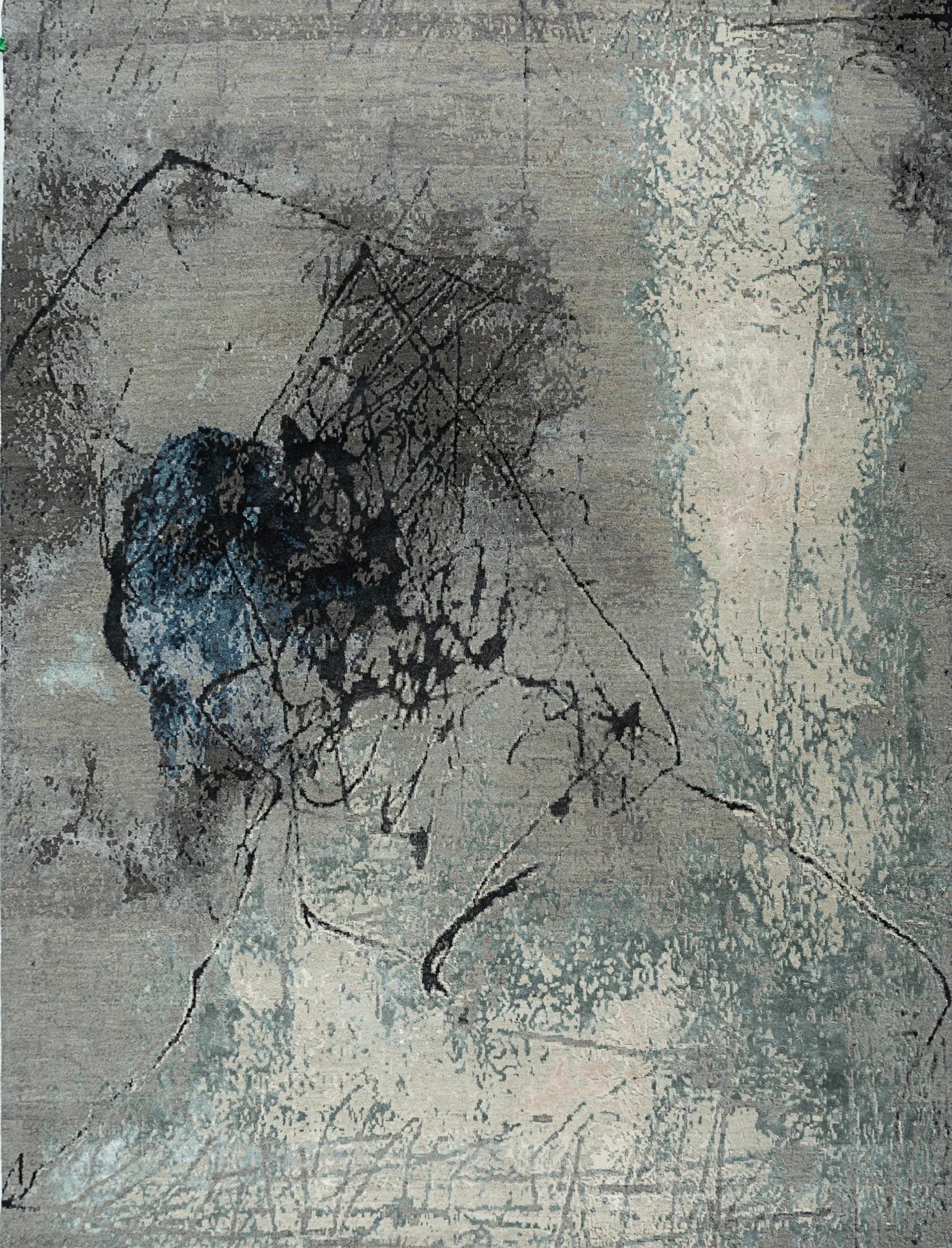 8' X 10' Blue Abstract Hand Knotted Area Rug