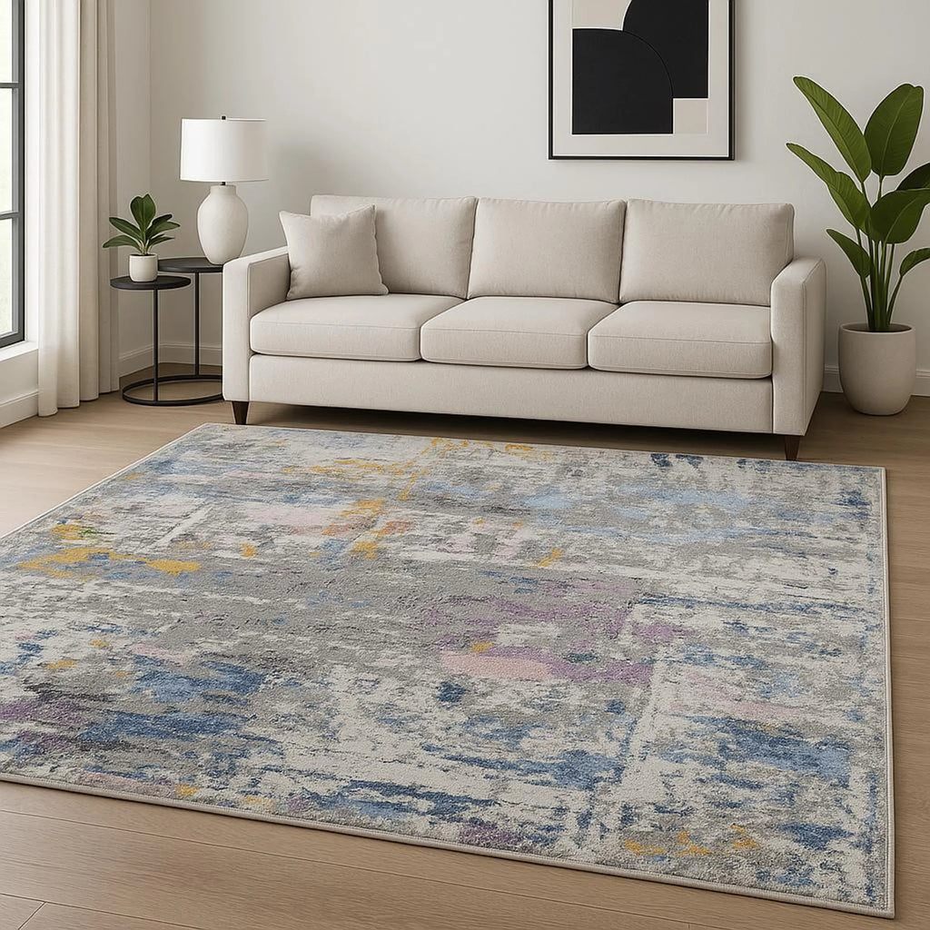 8' X 10' Blue Abstract Hand Knotted Area Rug
