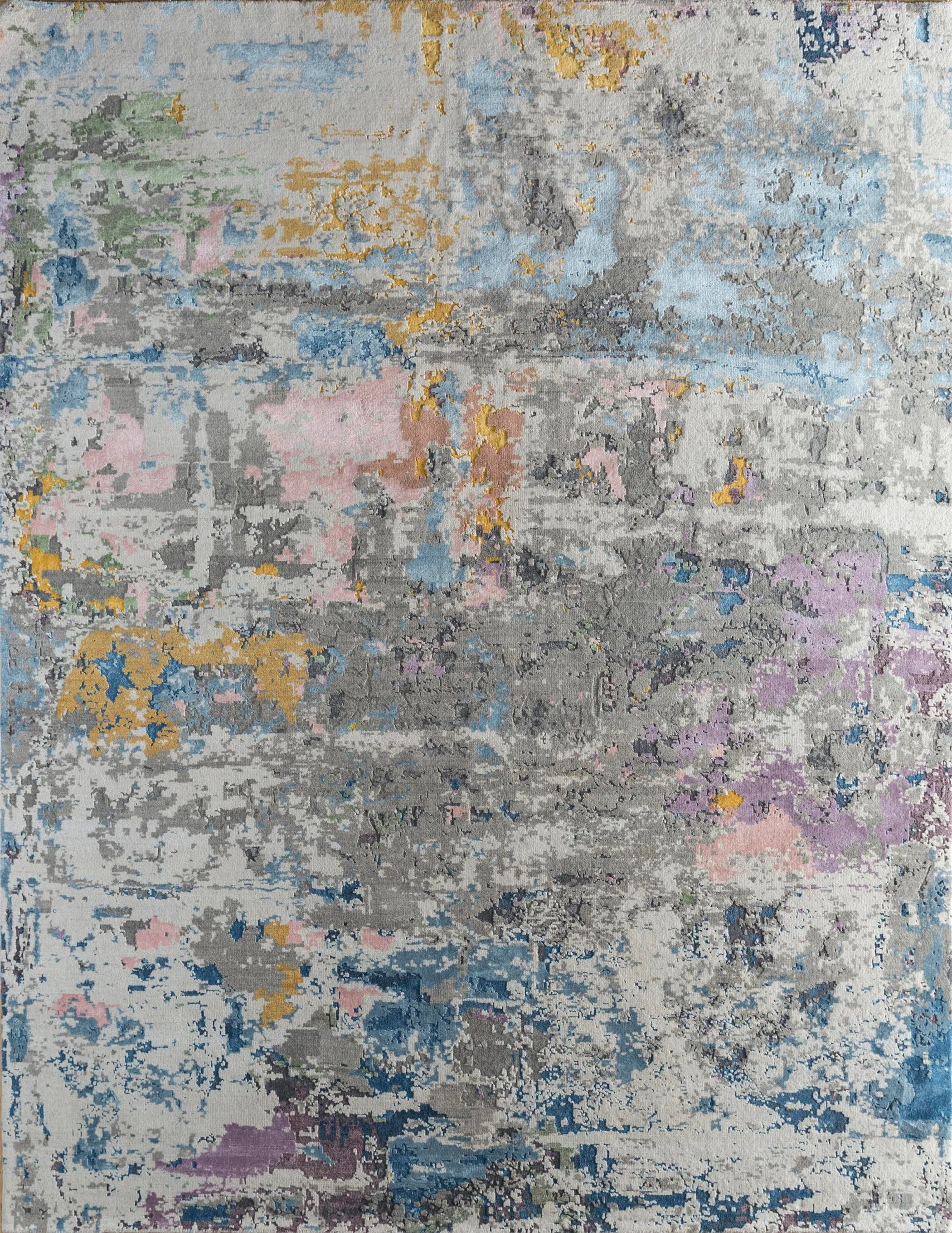 8' X 10' Blue Abstract Hand Knotted Area Rug