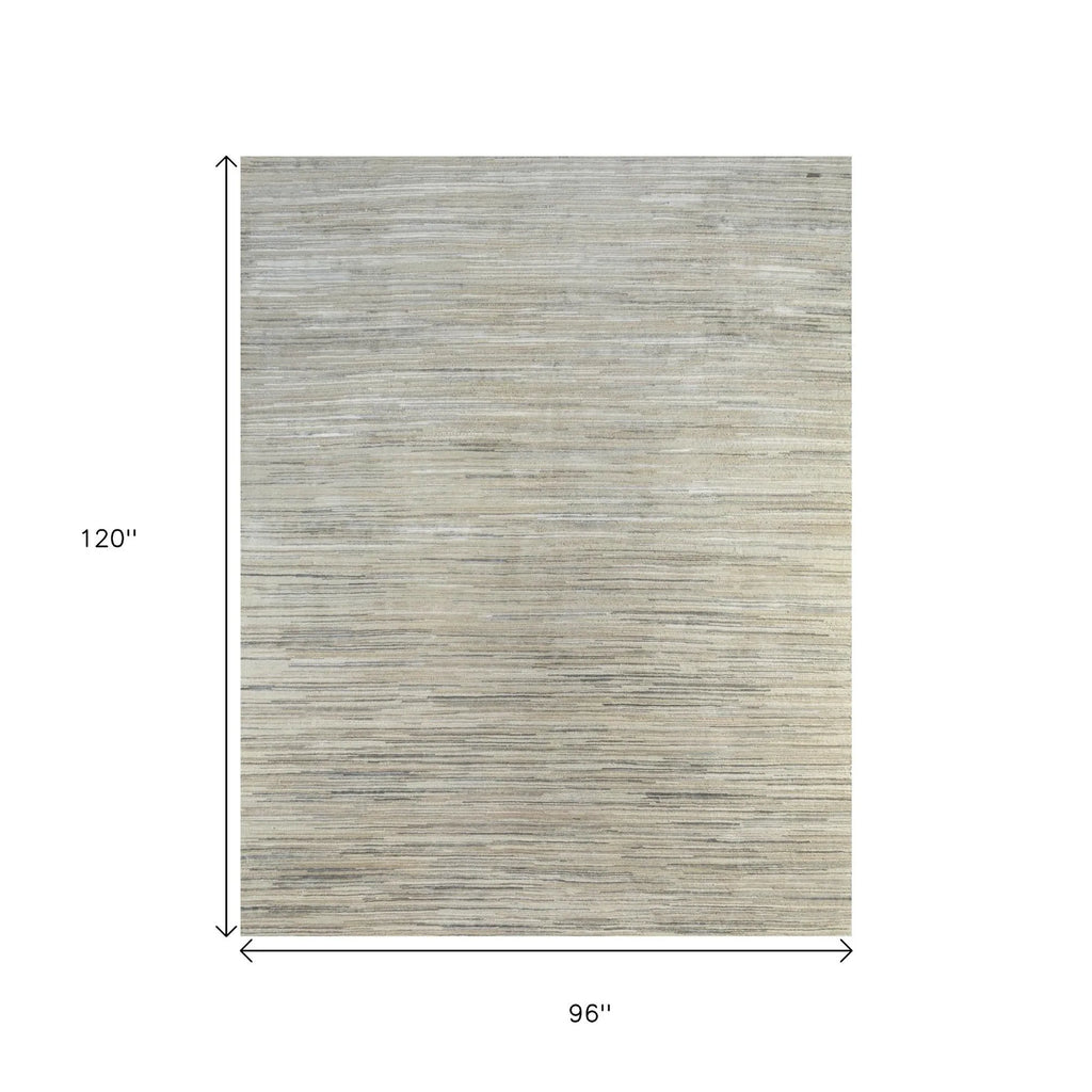 8' X 10' Beige Abstract Hand Knotted Area Rug