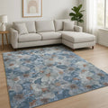 8' X 10' Blue Abstract Hand Knotted Area Rug